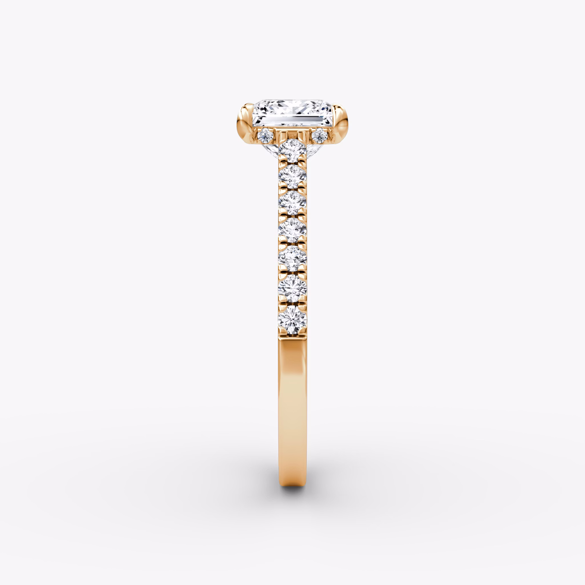 The Pavé Bridge | Princess | 14k | Rose Gold | bandAccent: Pavé | diamondOrientation: vertical | caratWeight: other