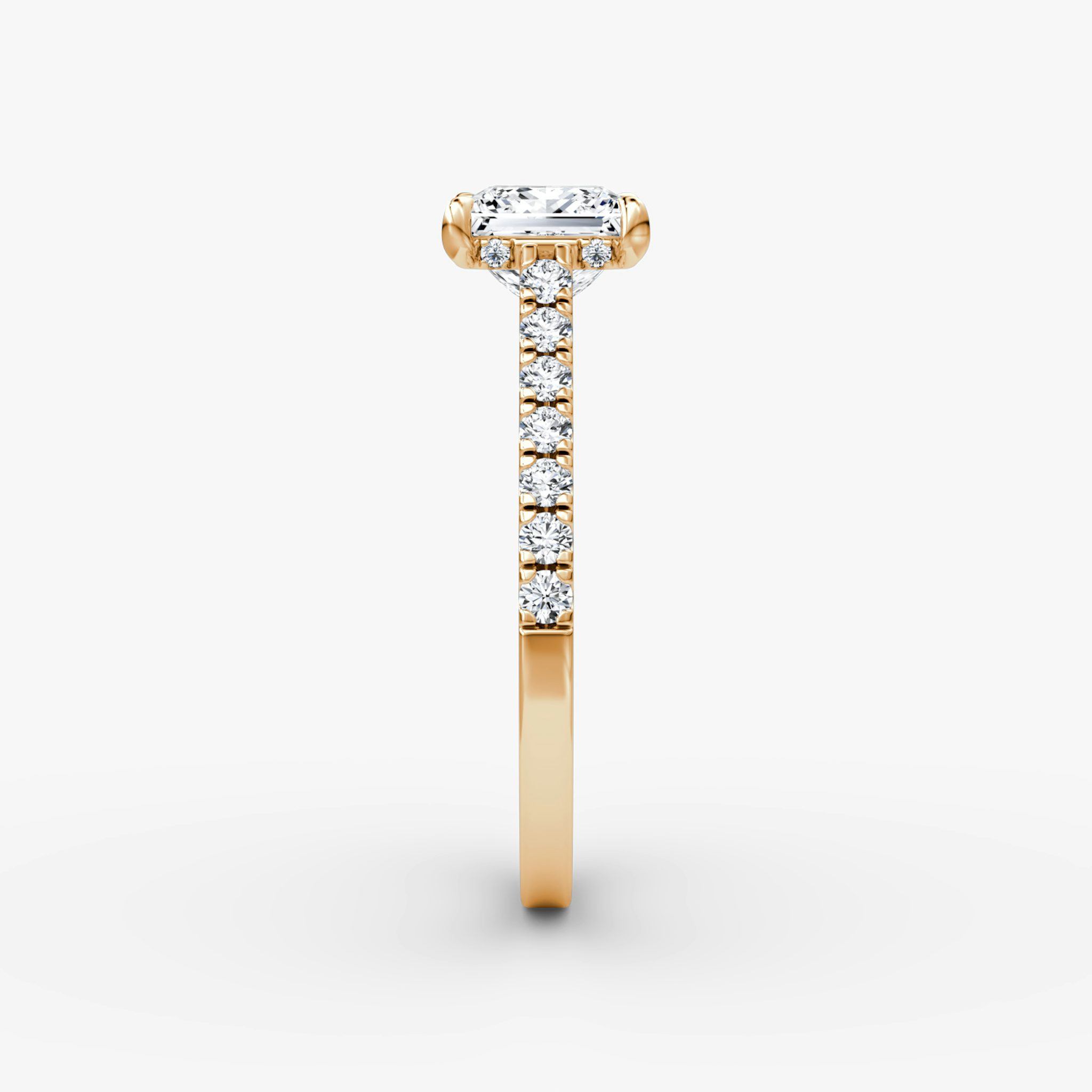 The Pavé Bridge | Princess | 14k | Rose Gold | bandAccent: Pavé | diamondOrientation: vertical | caratWeight: other