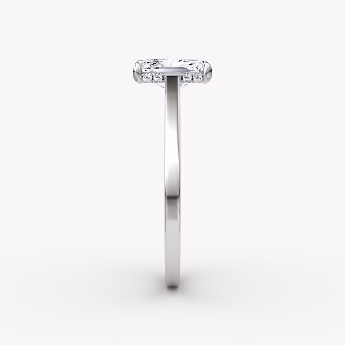 The Pavé Bridge | Radiant | 18k | White Gold | bandAccent: Plain | diamondOrientation: vertical | caratWeight: other
