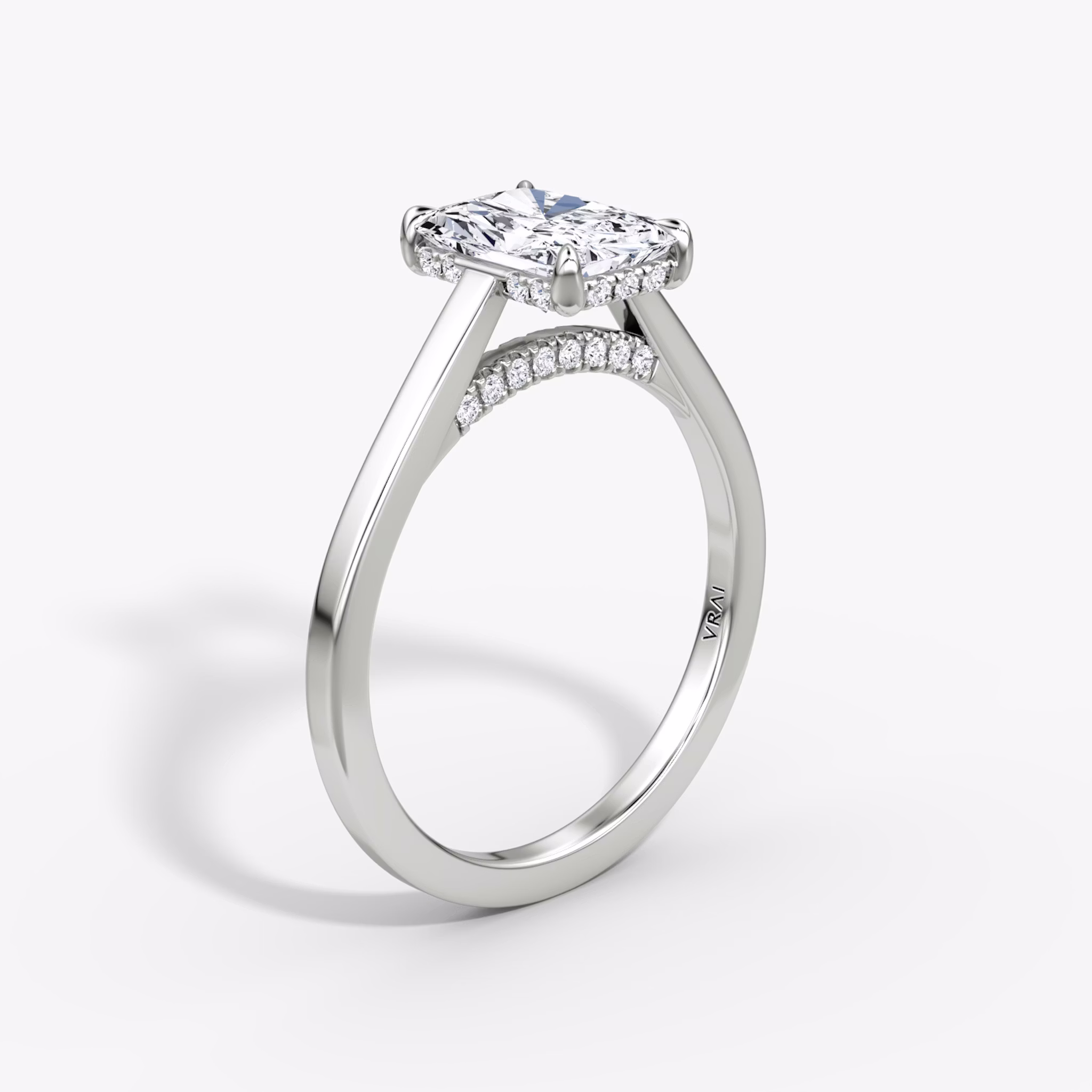 The Pavé Bridge | Radiant | Platinum | bandAccent: Plain | diamondOrientation: vertical | caratWeight: other