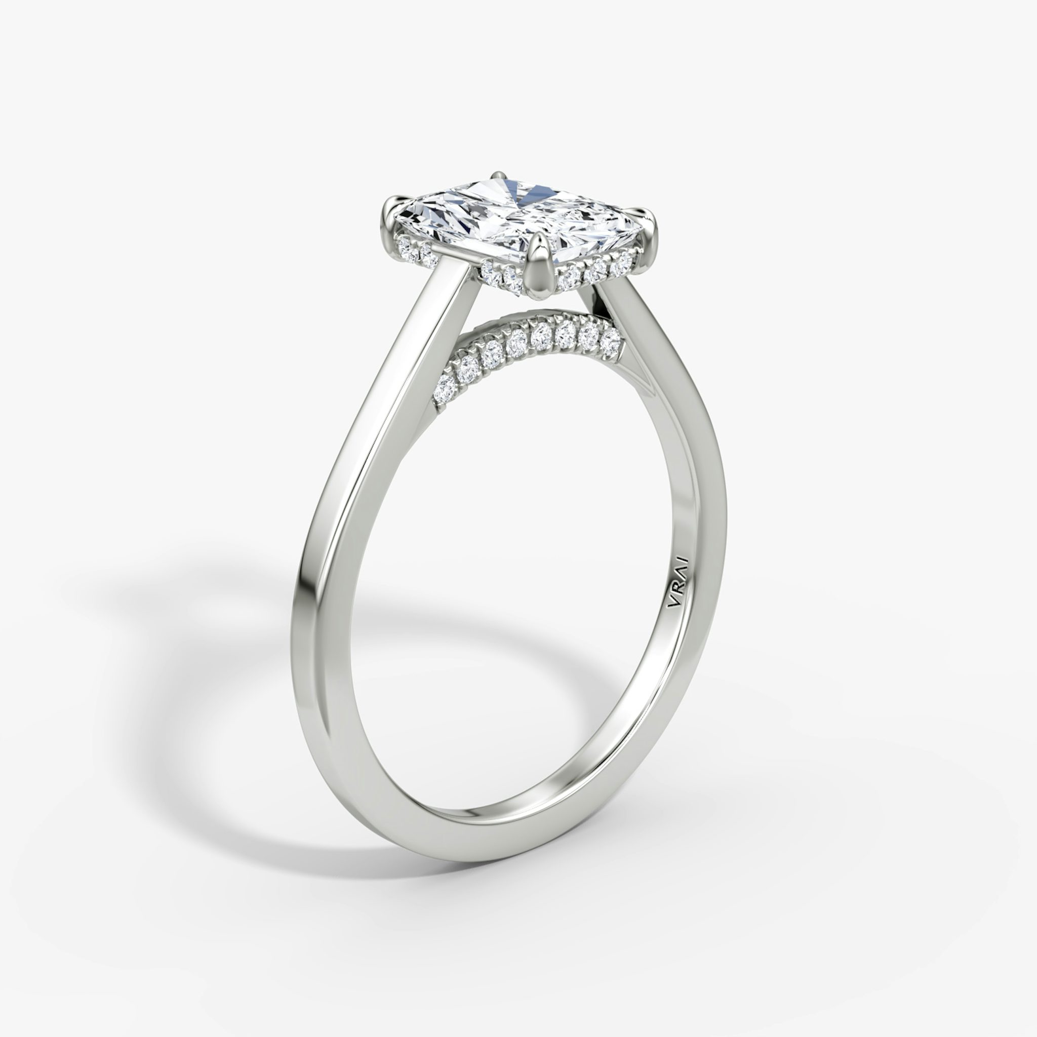 The Pavé Bridge | Radiant | Platinum | bandAccent: Plain | diamondOrientation: vertical | caratWeight: other