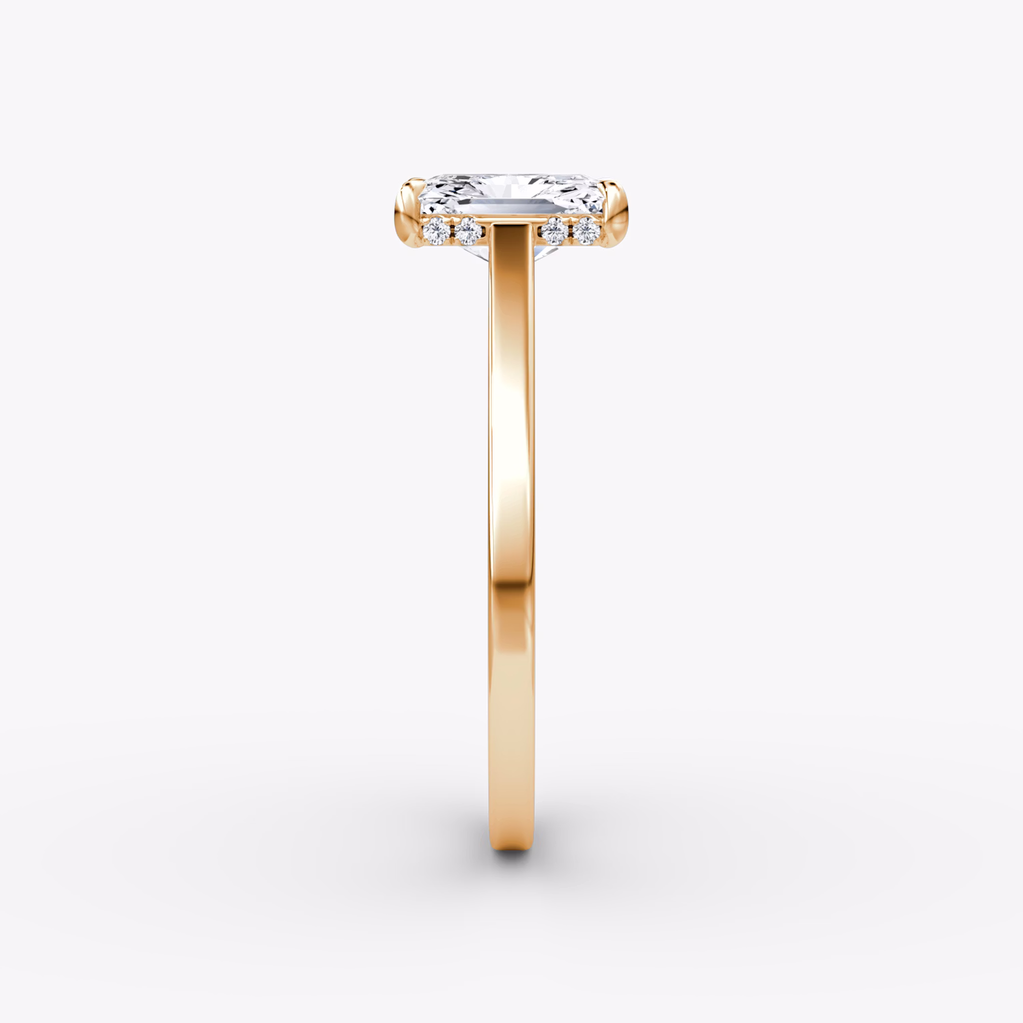The Pavé Bridge | Radiant | 14k | Rose Gold | bandAccent: Plain | diamondOrientation: vertical | caratWeight: other