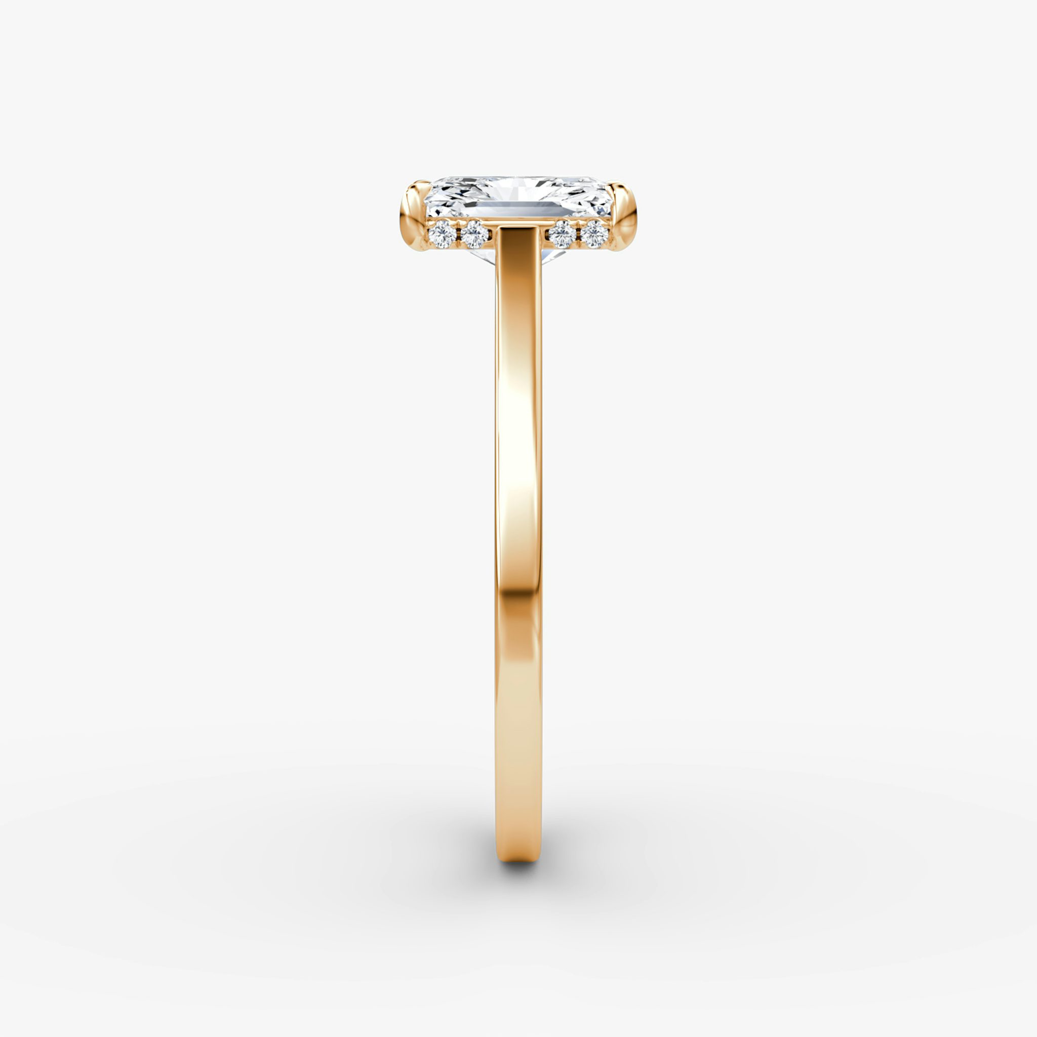 The Pavé Bridge | Radiant | 14k | Rose Gold | bandAccent: Plain | diamondOrientation: vertical | caratWeight: other