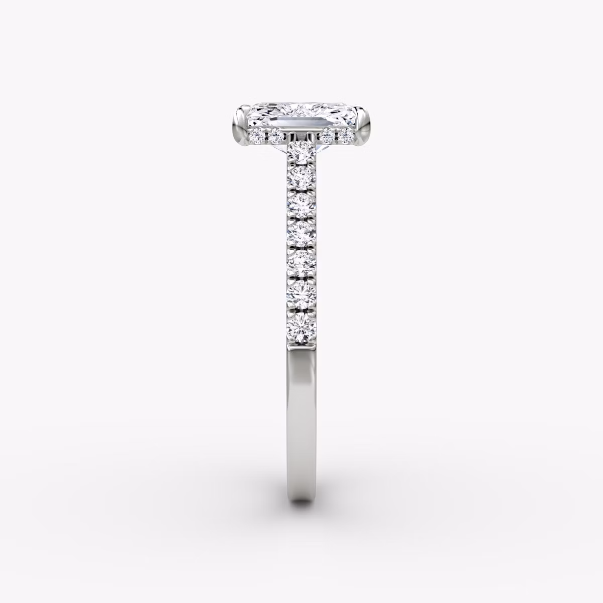 The Pavé Bridge | Radiant | Platinum | bandAccent: Pavé | diamondOrientation: vertical | caratWeight: other