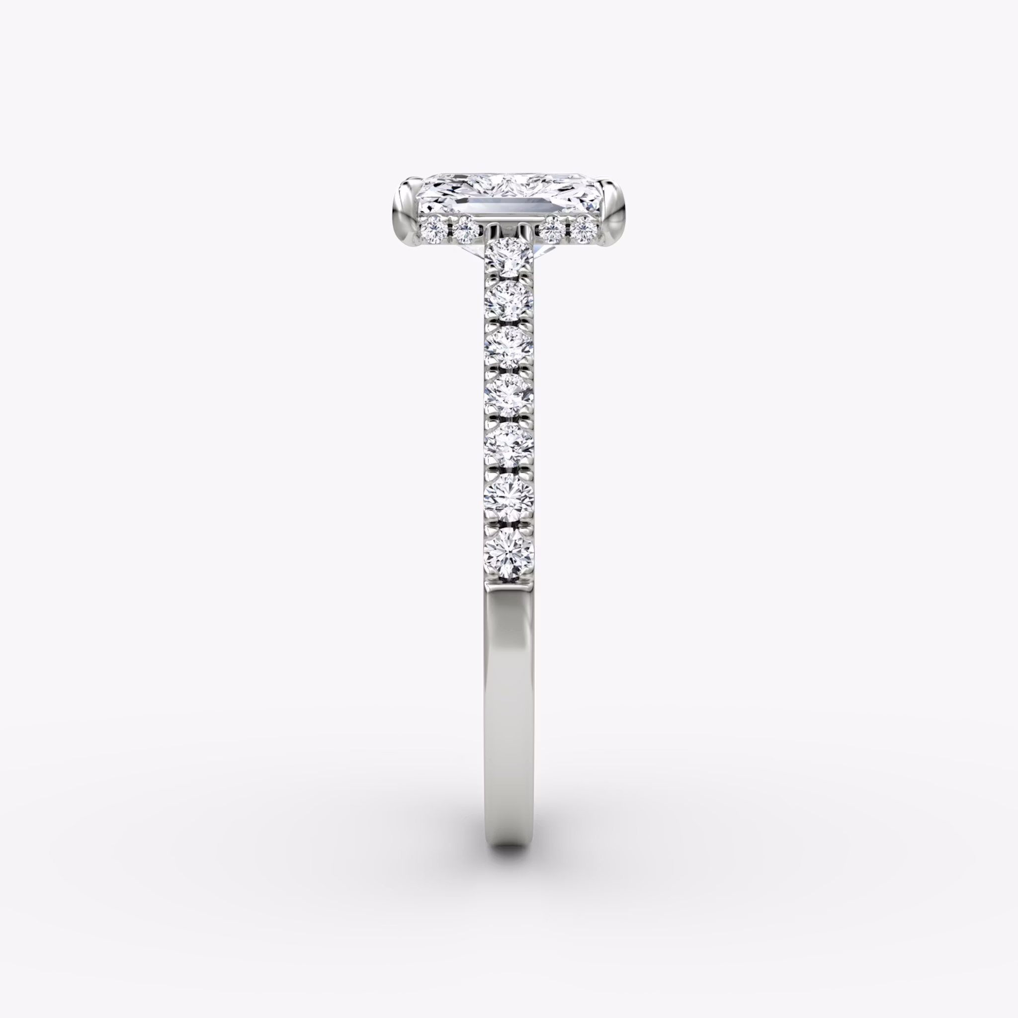 The Pavé Bridge | Radiant | 18k | White Gold | bandAccent: Pavé | diamondOrientation: vertical | caratWeight: other