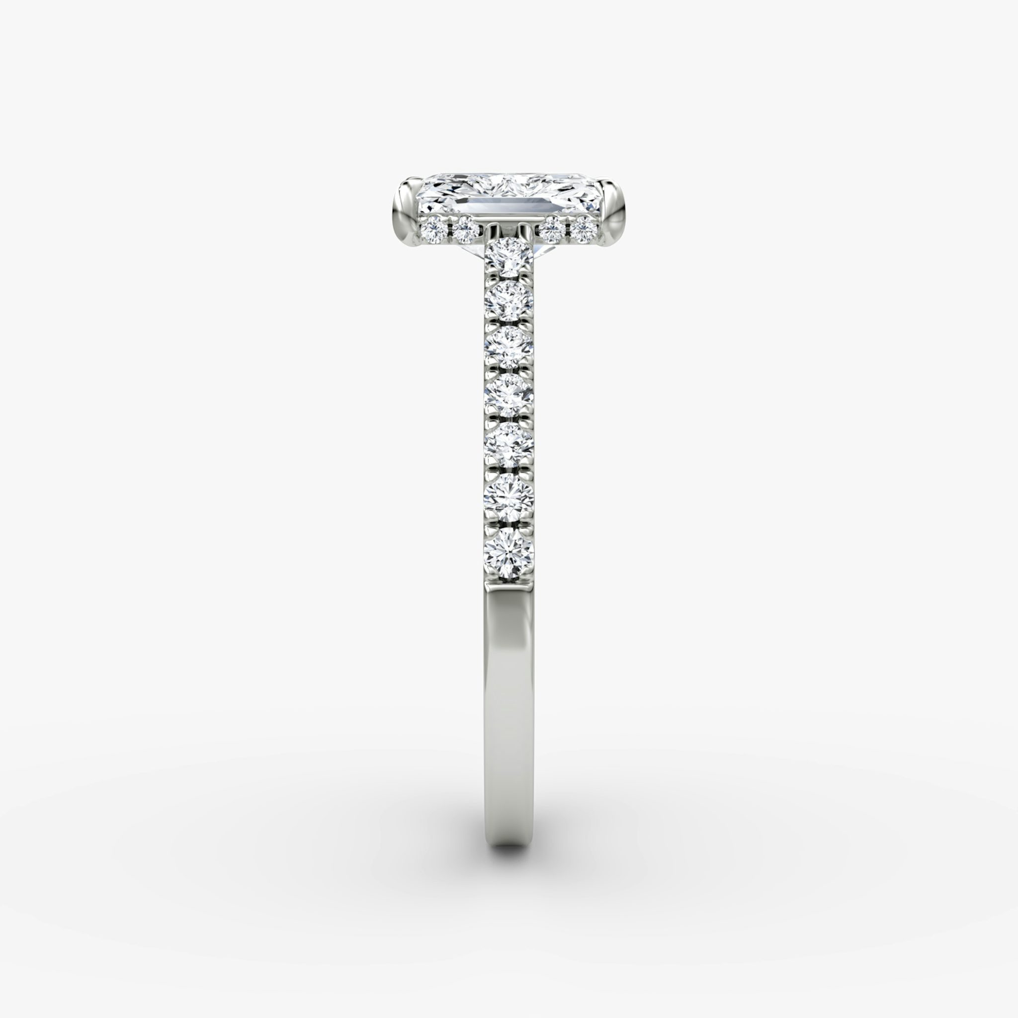 The Pavé Bridge | Radiant | 18k | White Gold | bandAccent: Pavé | diamondOrientation: vertical | caratWeight: other