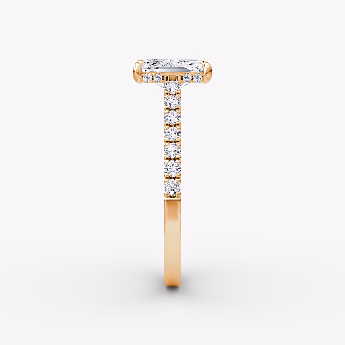 The Pavé Bridge | Radiant | 14k | Rose Gold | bandAccent: Pavé | diamondOrientation: vertical | caratWeight: other