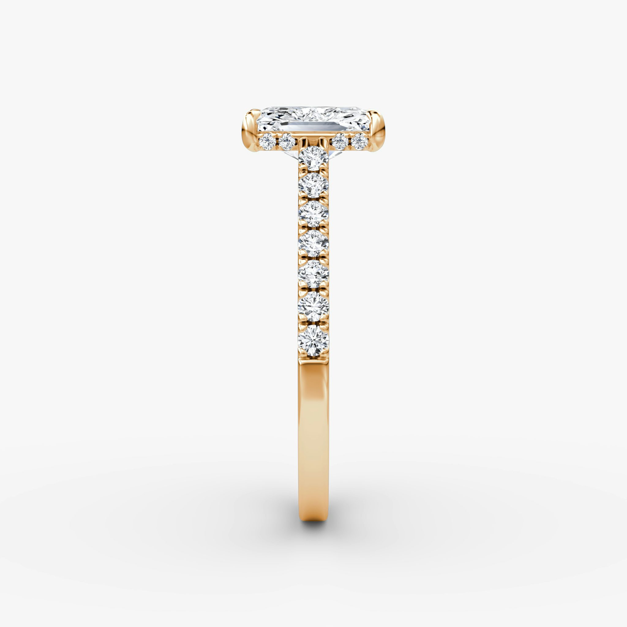 The Pavé Bridge | Radiant | 14k | Rose Gold | bandAccent: Pavé | diamondOrientation: vertical | caratWeight: other