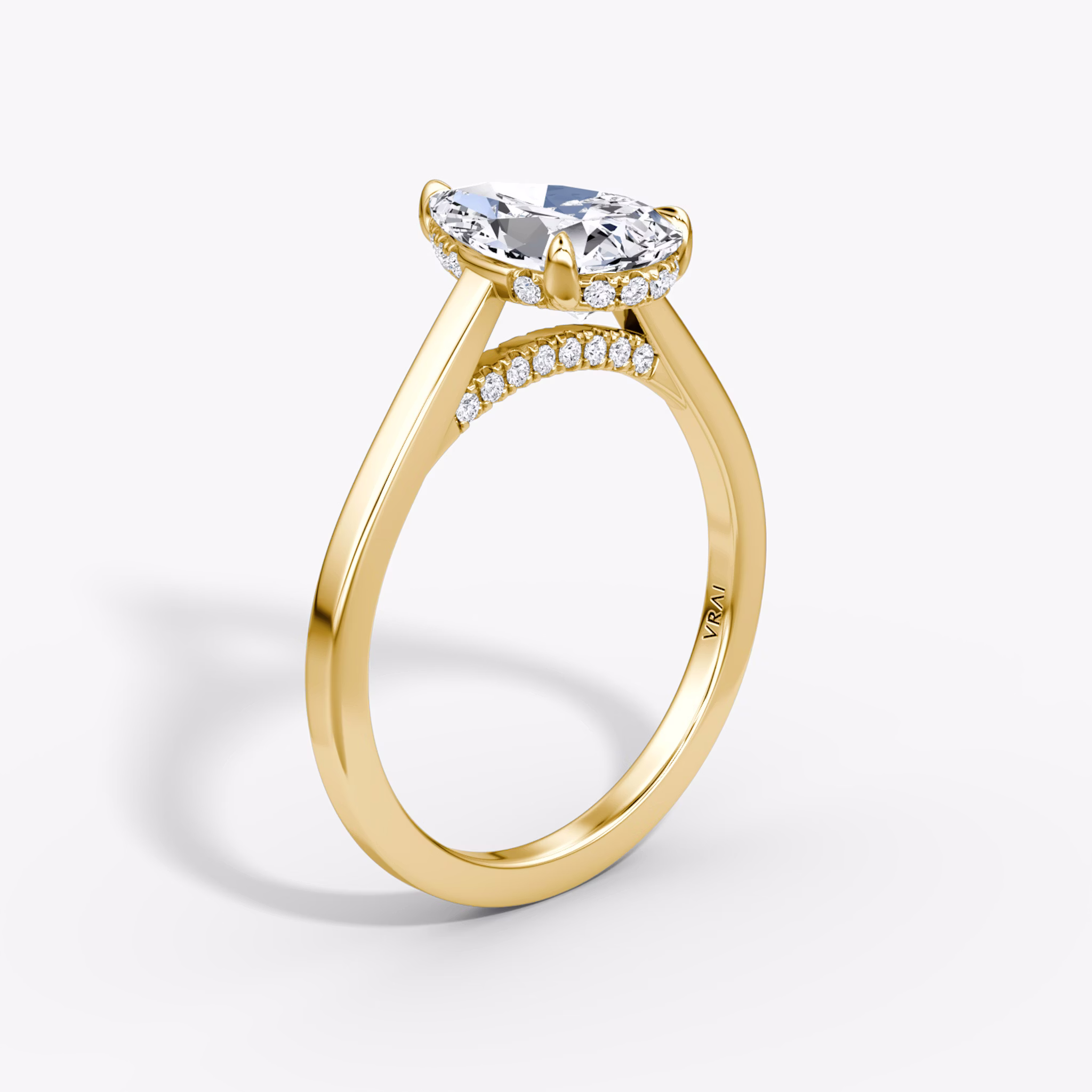 The Pavé Bridge | Pear | 18k | Yellow Gold | bandAccent: Plain | diamond: Pear | diamondOrientation: vertical | caratWeight: other