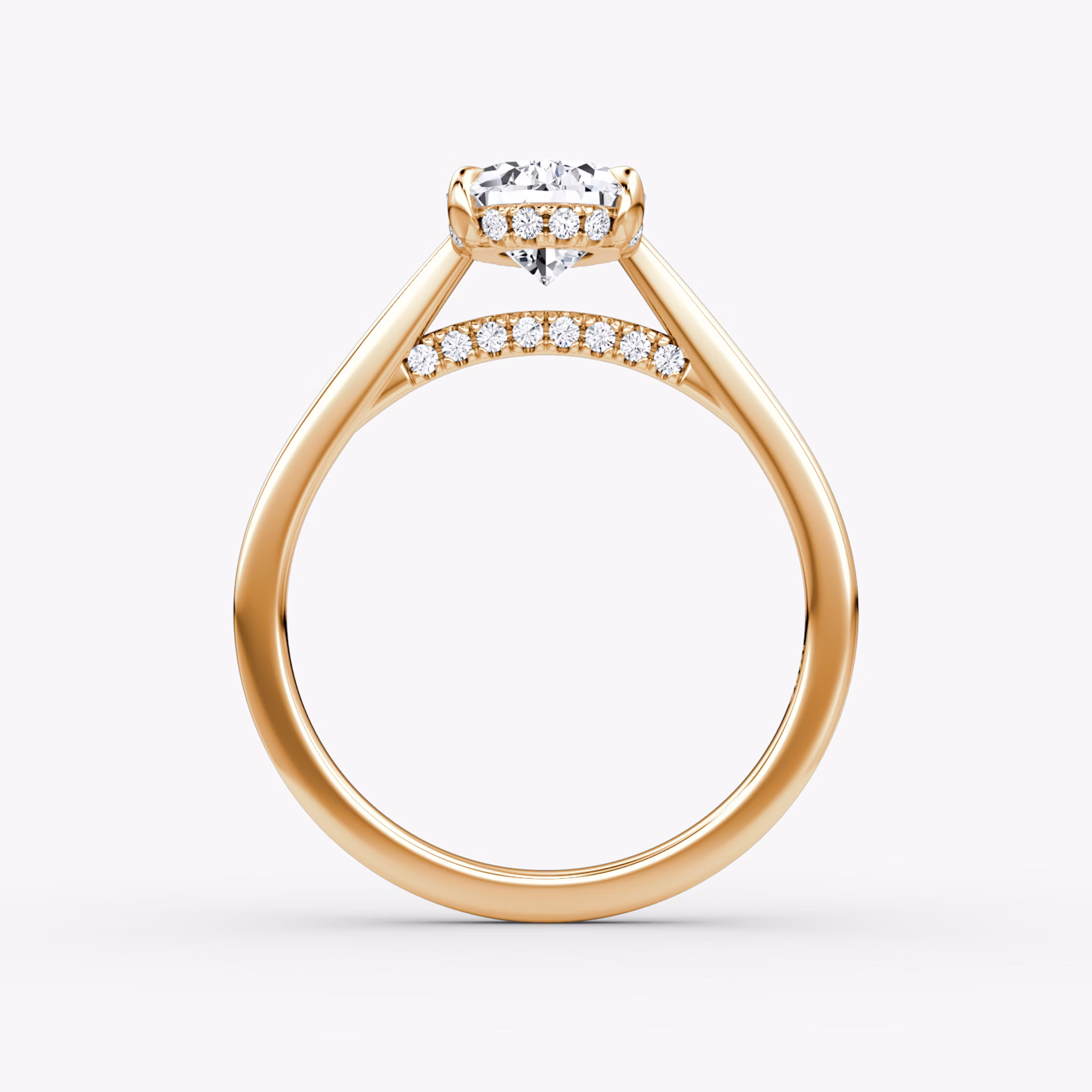 The Pavé Bridge | Pear | 14k | Rose Gold | bandAccent: Plain | diamond: Pear | diamondOrientation: vertical | caratWeight: other