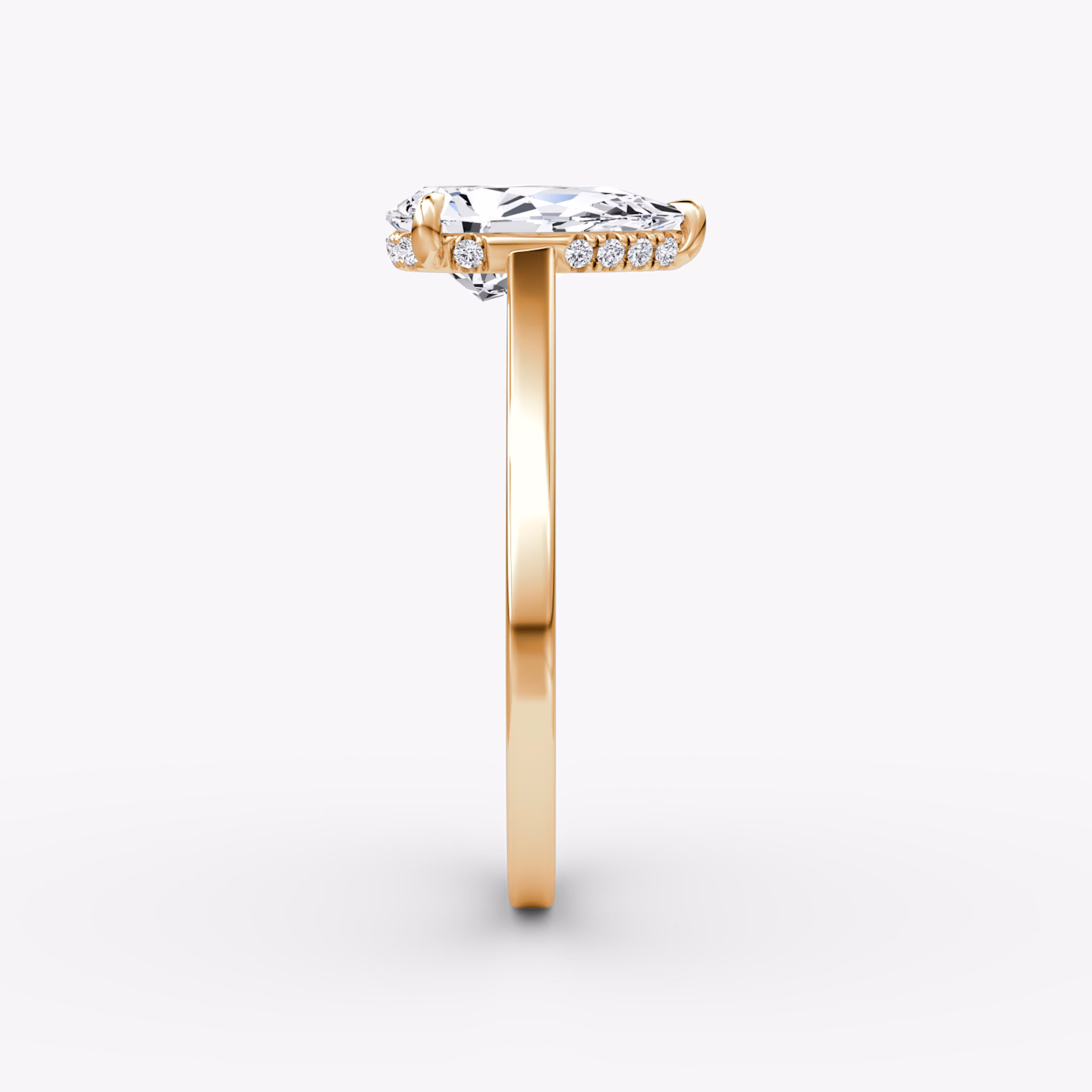 The Pavé Bridge | Pear | 14k | Rose Gold | bandAccent: Plain | diamond: Pear | diamondOrientation: vertical | caratWeight: other