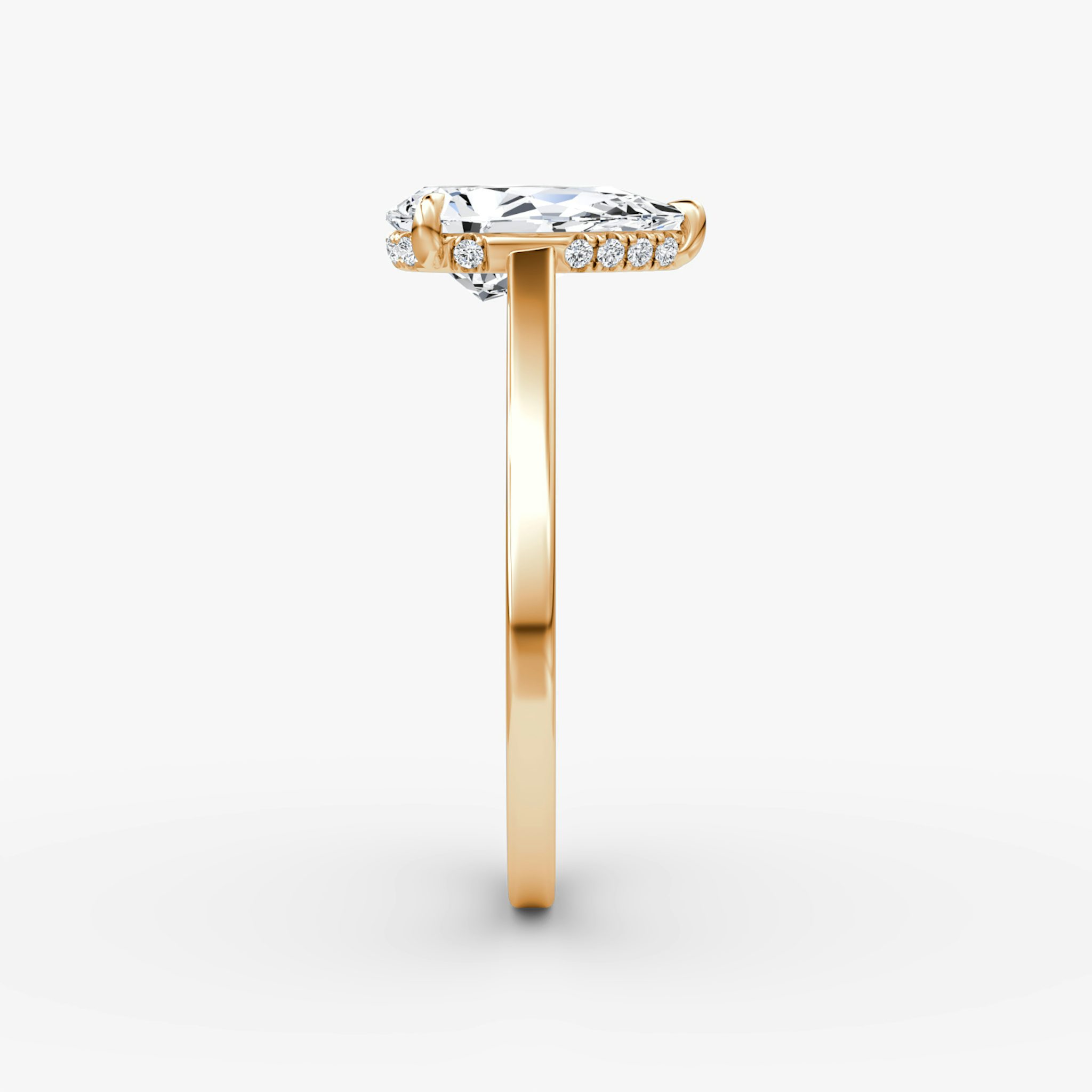 The Pavé Bridge | Pear | 14k | Rose Gold | bandAccent: Plain | diamond: Pear | diamondOrientation: vertical | caratWeight: other