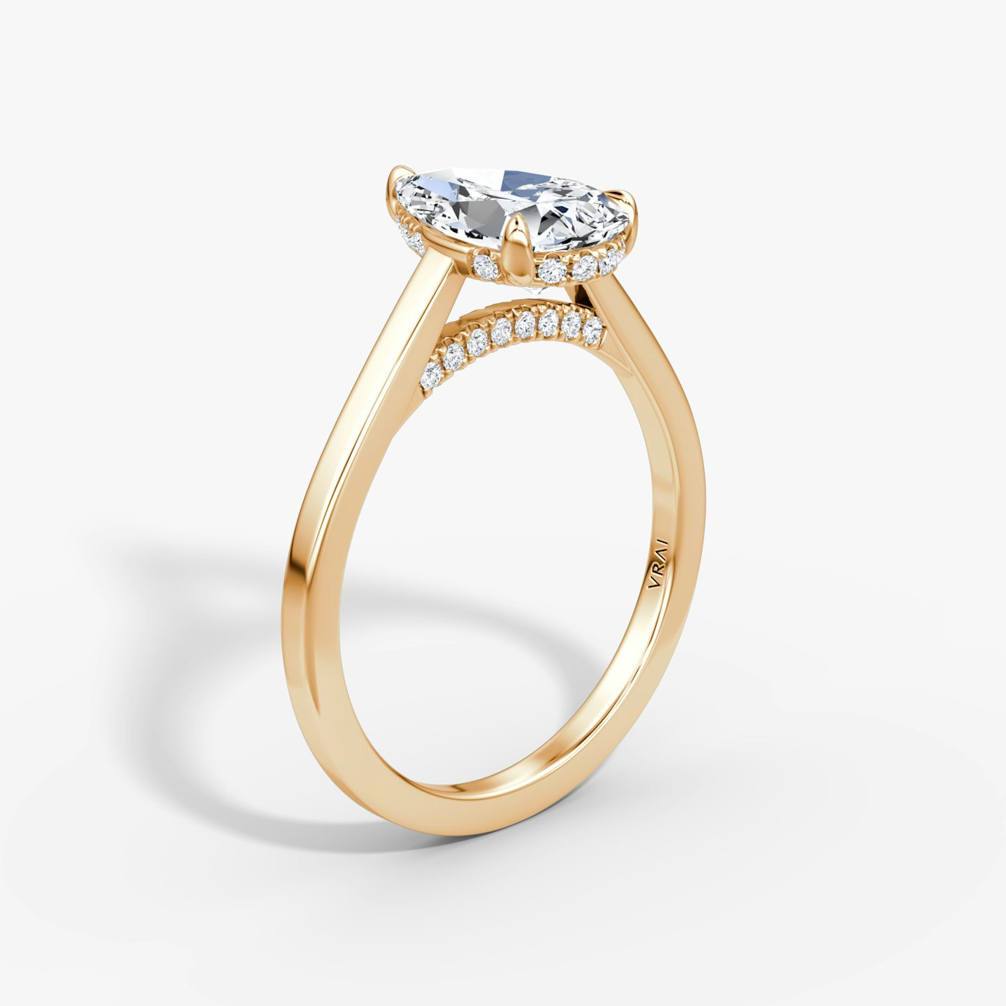 The Pavé Bridge | Pear | 14k | Rose Gold | bandAccent: Plain | diamond: Pear | diamondOrientation: vertical | caratWeight: other