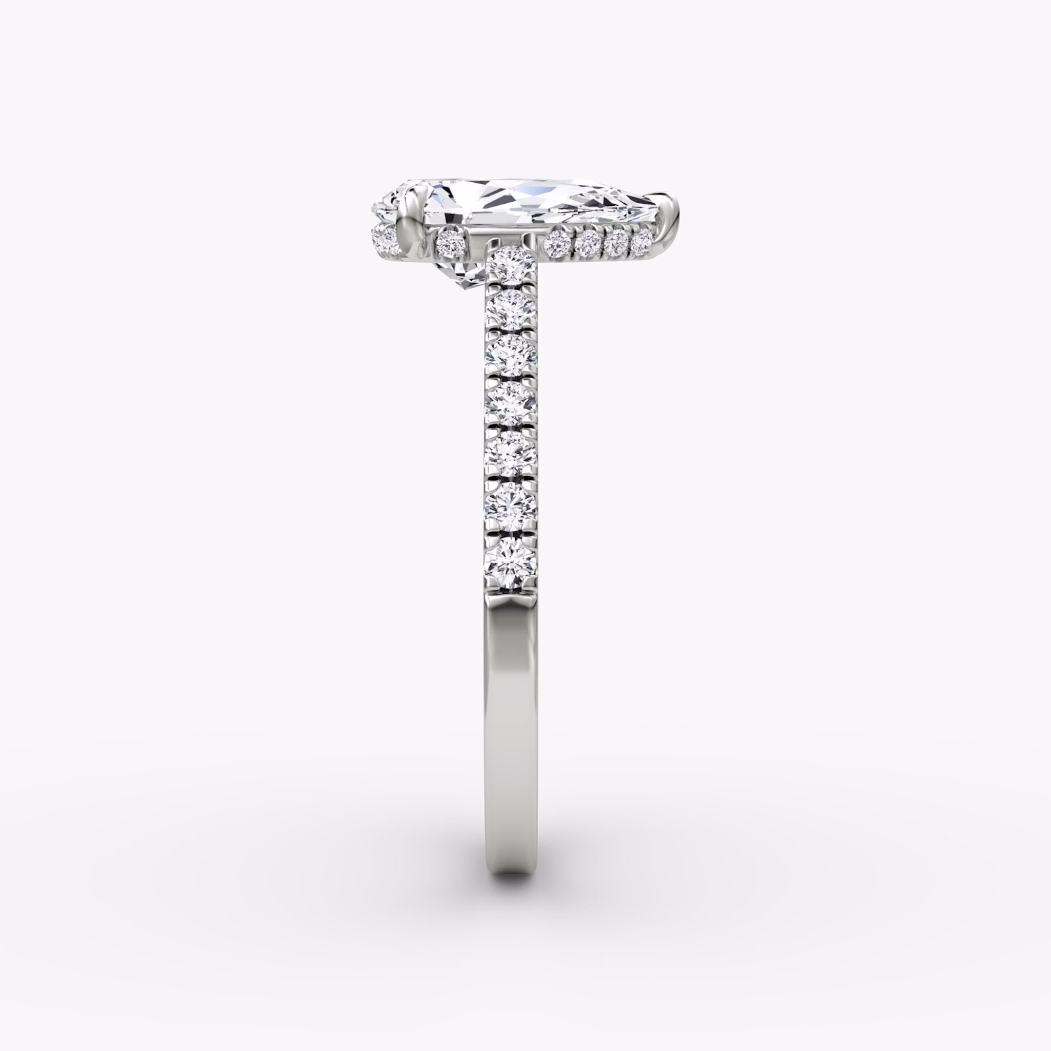 The Pavé Bridge | Pear | 18k | White Gold | bandAccent: Pavé | diamond: Pear | diamondOrientation: vertical | caratWeight: other