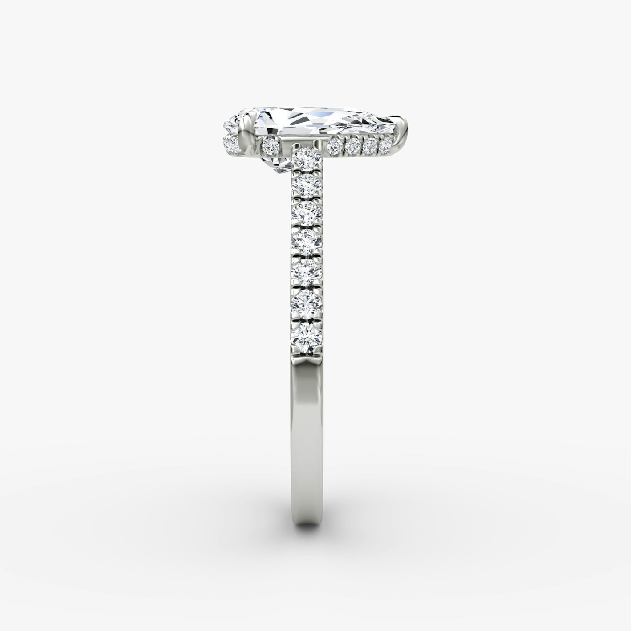 The Pavé Bridge | Pear | 18k | White Gold | bandAccent: Pavé | diamond: Pear | diamondOrientation: vertical | caratWeight: other