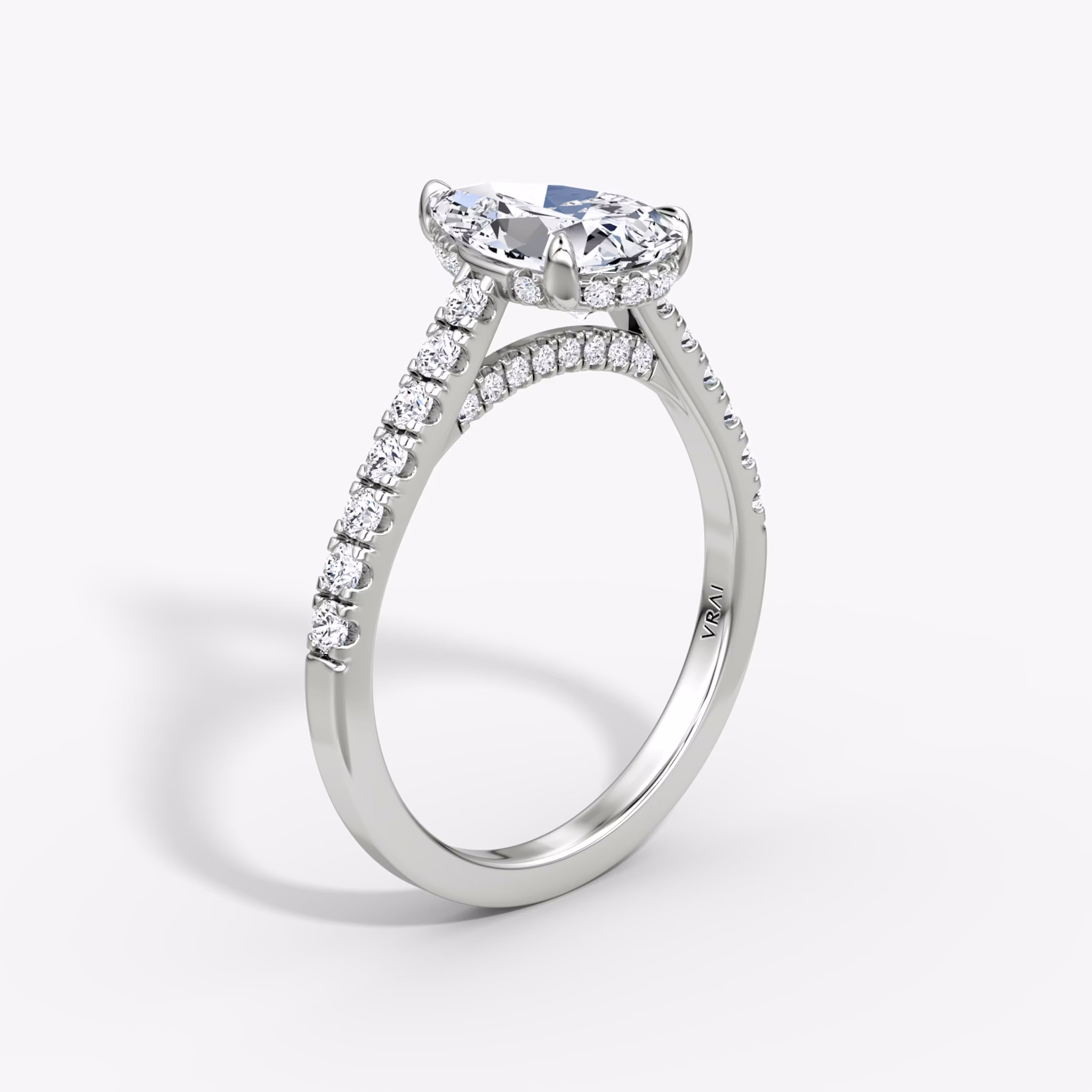 The Pavé Bridge | Pear | 18k | White Gold | bandAccent: Pavé | diamond: Pear | diamondOrientation: vertical | caratWeight: other