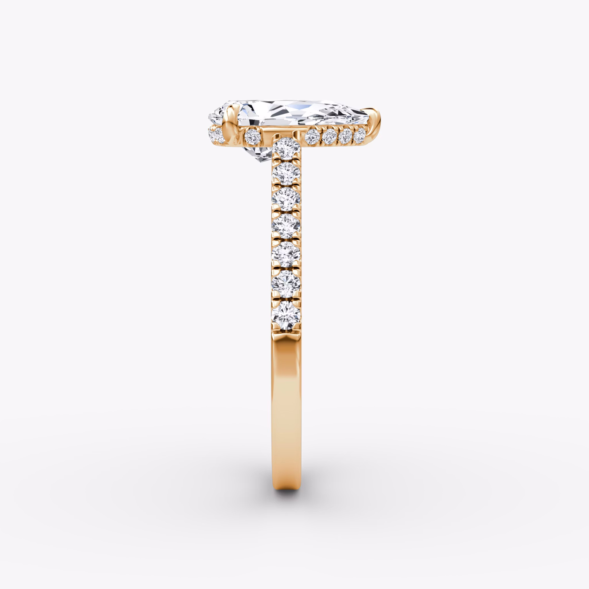 The Pavé Bridge | Pear | 14k | Rose Gold | bandAccent: Pavé | diamond: Pear | diamondOrientation: vertical | caratWeight: other