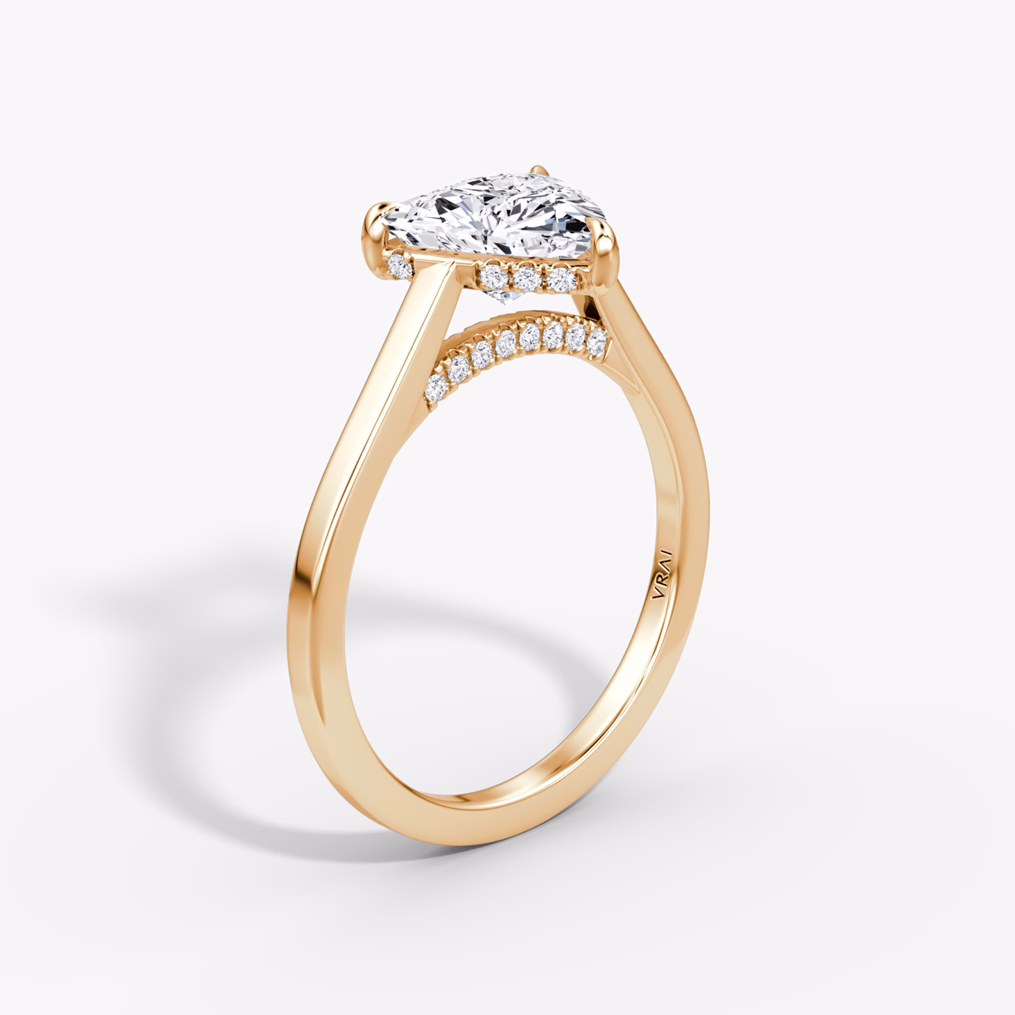 The Pavé Bridge | Trillion | 14k | Rose Gold | bandAccent: Plain | diamondOrientation: vertical | caratWeight: other