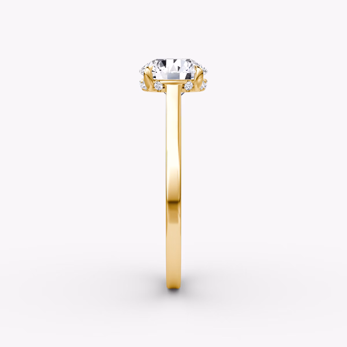 The Pavé Bridge | Round Brilliant | 18k | Yellow Gold | bandAccent: Plain | caratWeight: other | diamondOrientation: vertical