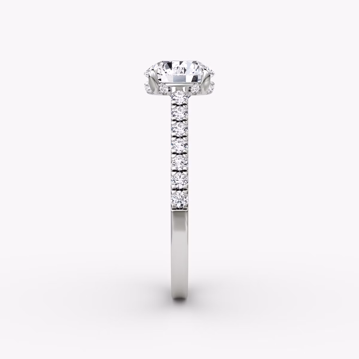 The Pavé Bridge | Round Brilliant | Platinum | bandAccent: Pavé | caratWeight: other | diamondOrientation: vertical