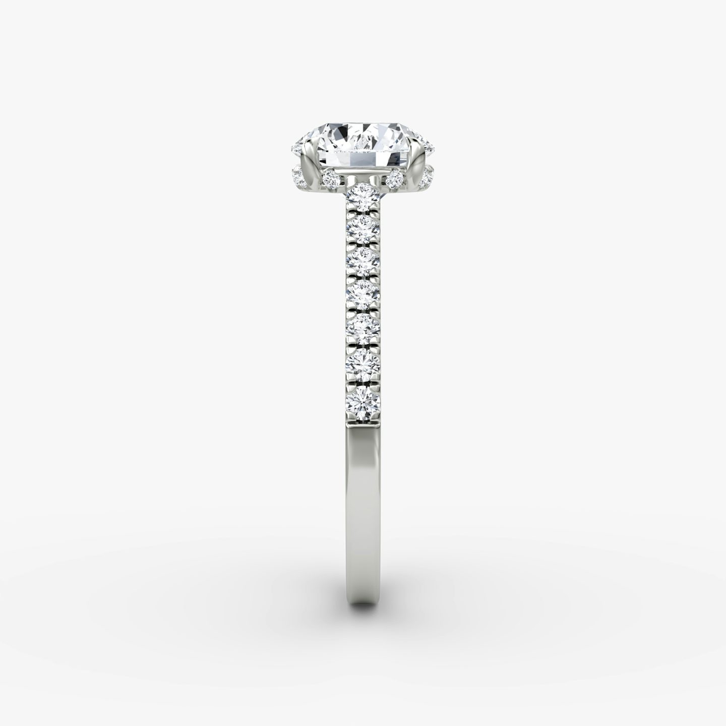 The Pavé Bridge | Round Brilliant | 18k | White Gold | bandAccent: Pavé | caratWeight: 2.0ct | diamondOrientation: vertical