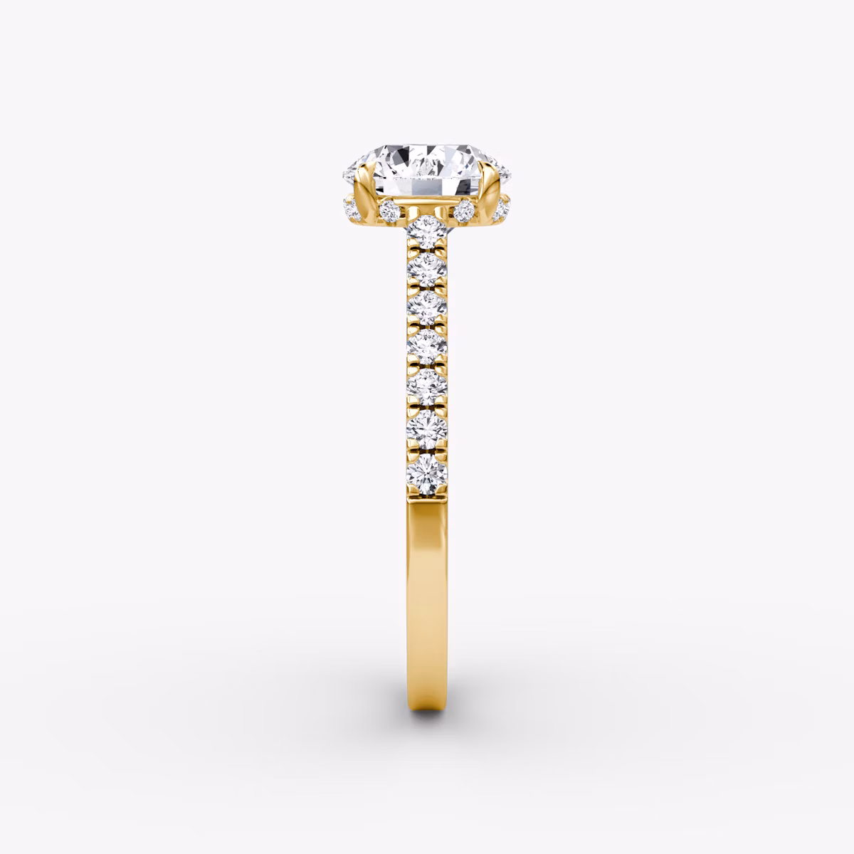 The Pavé Bridge | Round Brilliant | 18k | Yellow Gold | bandAccent: Pavé | caratWeight: other | diamondOrientation: vertical