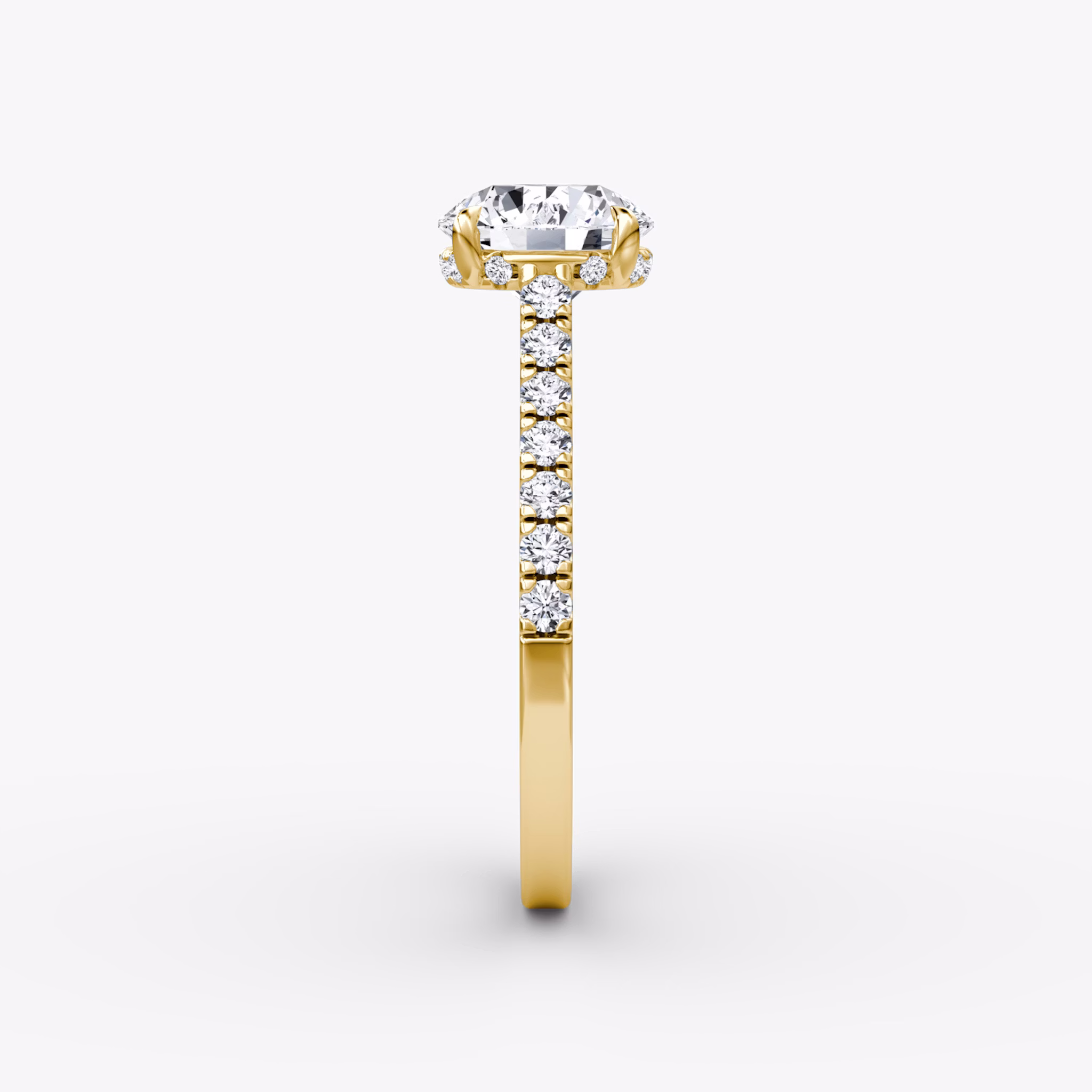 The Pavé Bridge | Round Brilliant | 18k | Yellow Gold | bandAccent: Pavé | caratWeight: 1.0ct | diamondOrientation: vertical