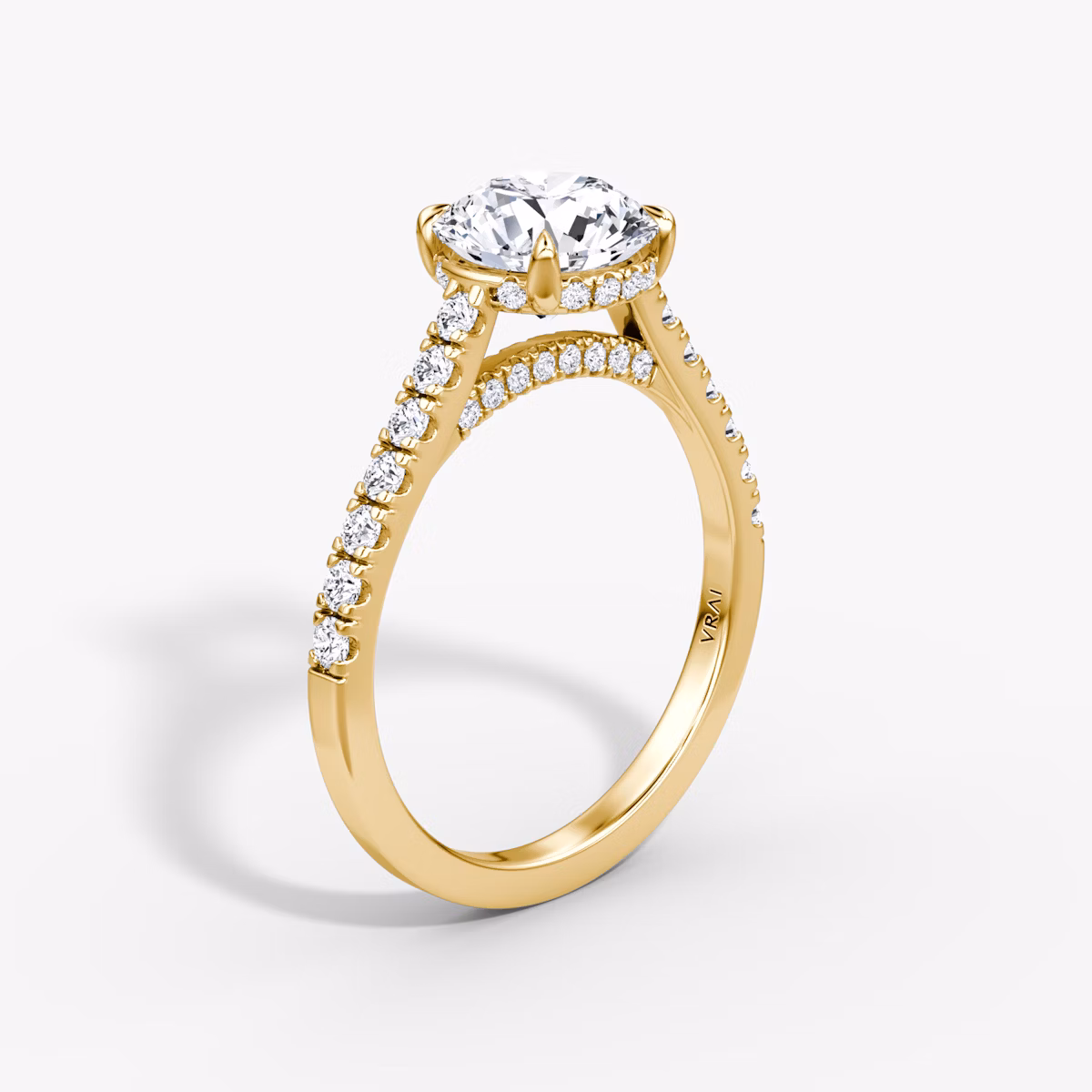 The Pavé Bridge | Round Brilliant | 18k | Yellow Gold | bandAccent: Pavé | caratWeight: other | diamondOrientation: vertical