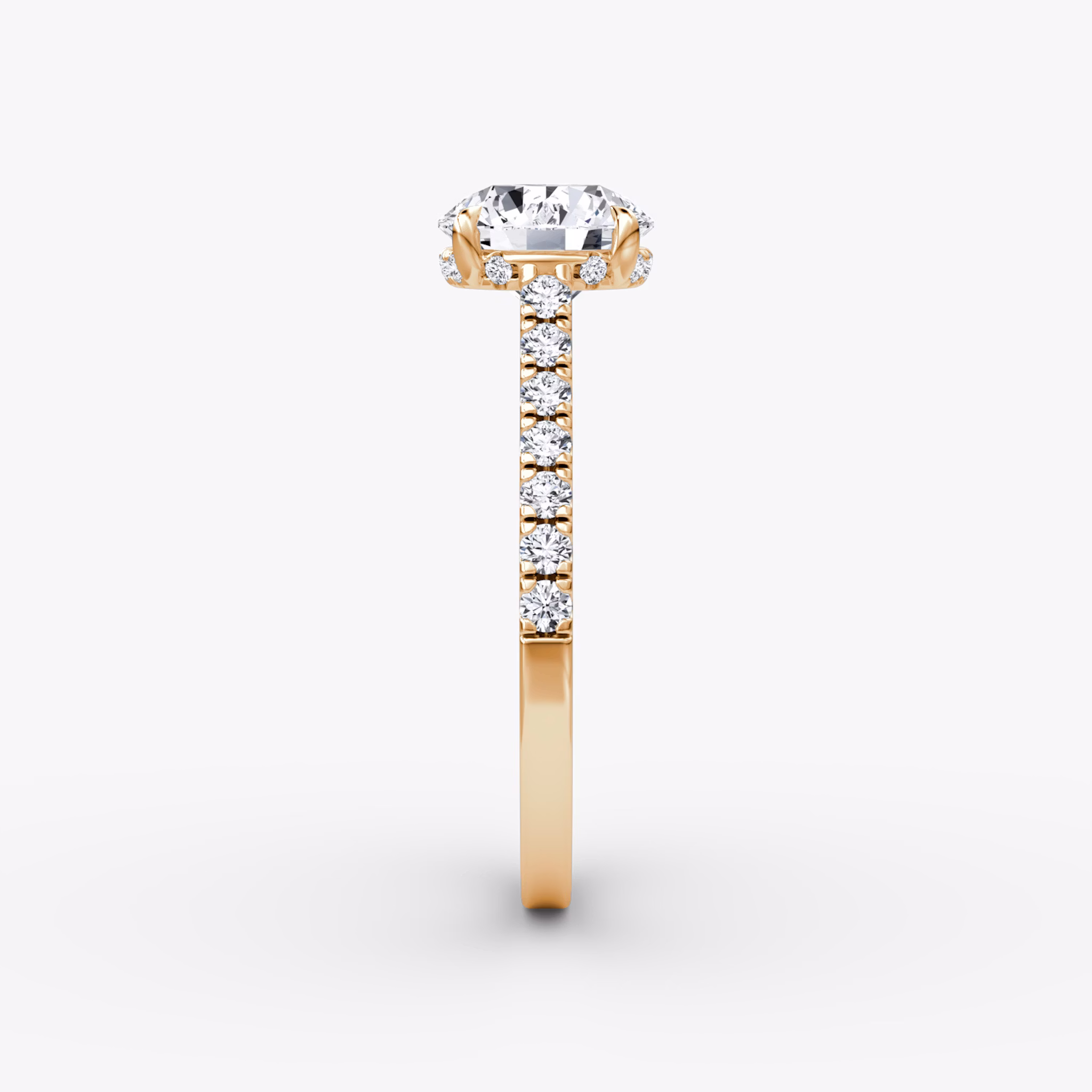 The Pavé Bridge | Round Brilliant | 14k | Rose Gold | bandAccent: Pavé | caratWeight: 1.0ct | diamondOrientation: vertical