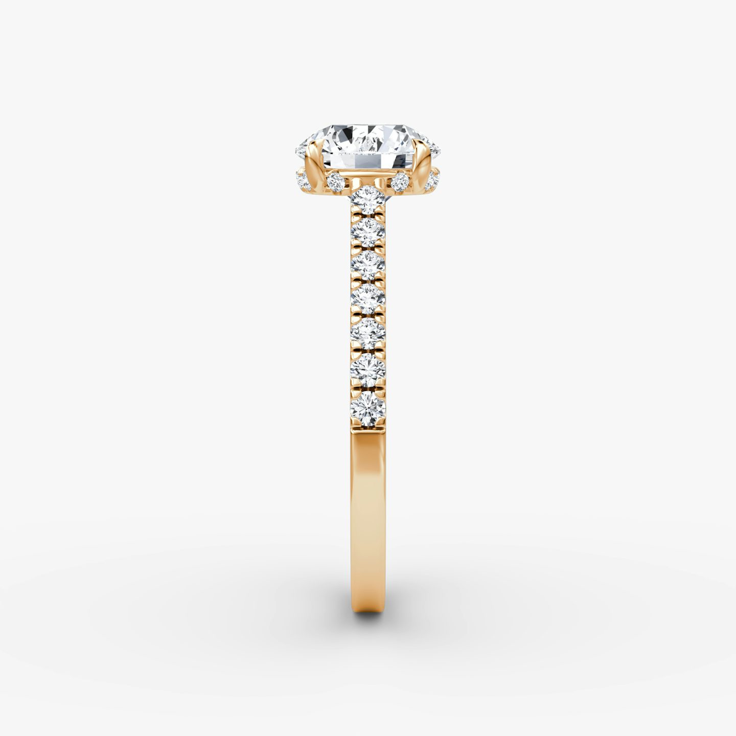 The Pavé Bridge | Round Brilliant | 14k | Rose Gold | bandAccent: Pavé | caratWeight: 2.0ct | diamondOrientation: vertical