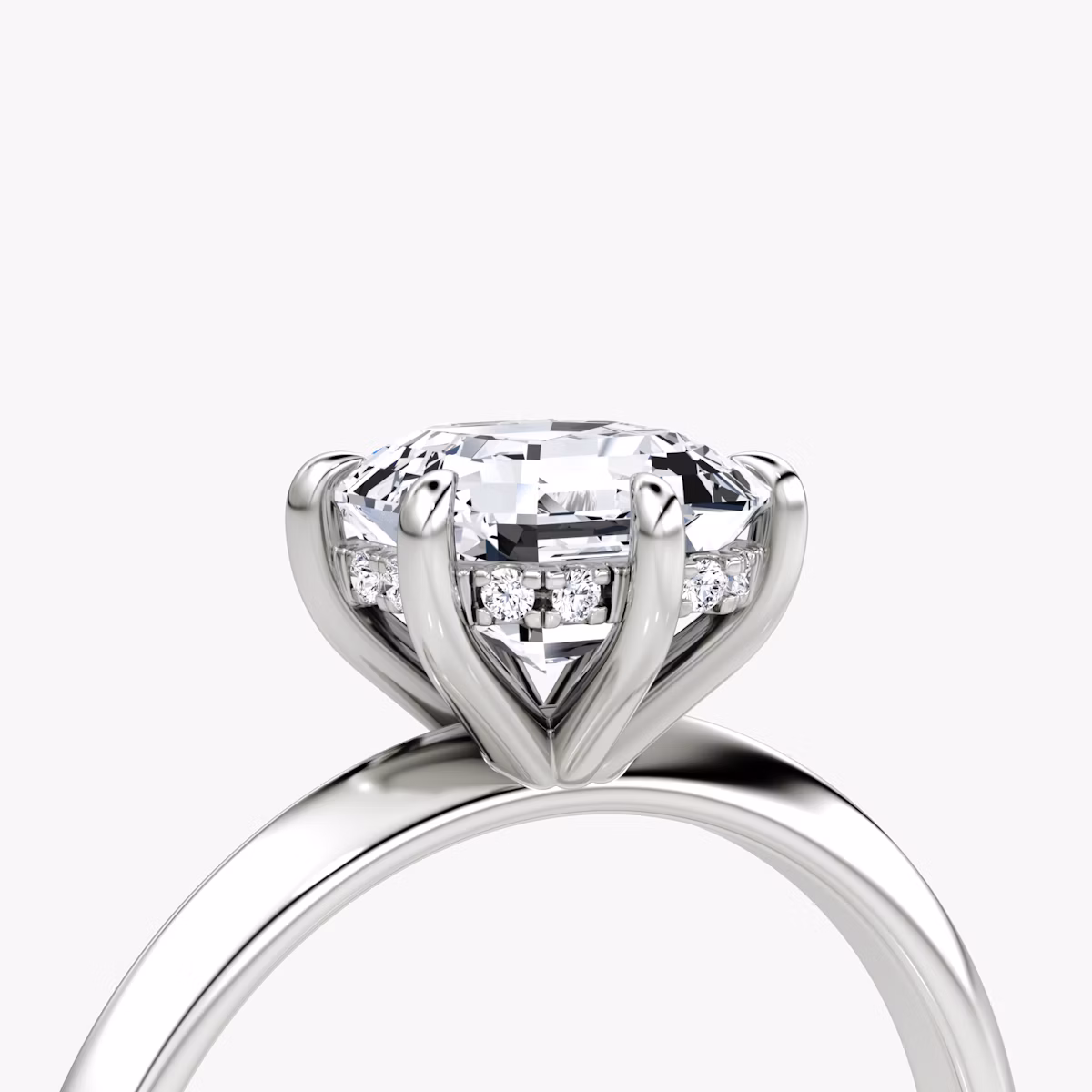The Knife-Edge | Asscher | Platinum | bandAccent: Plain | hiddenHalo: yes | diamondOrientation: vertical | caratWeight: other