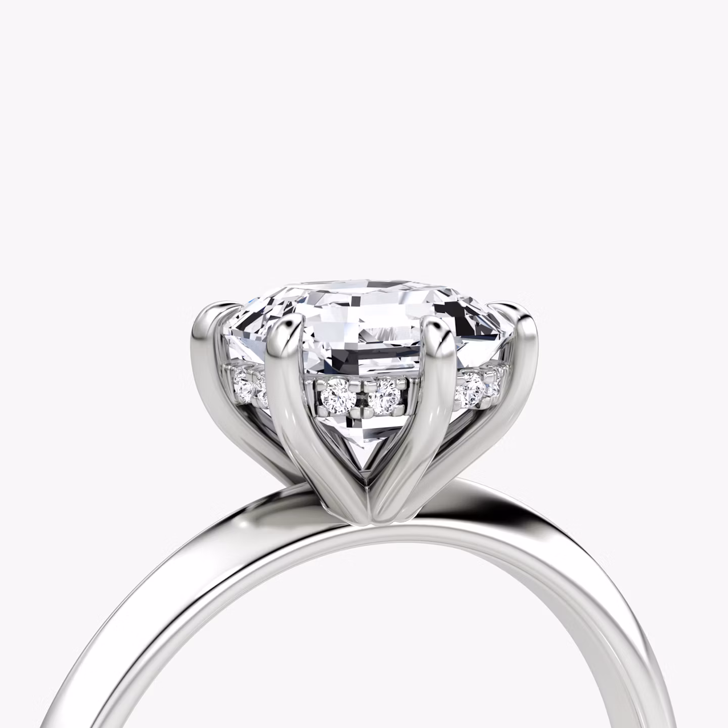 The Knife-Edge | Asscher | 18k | White Gold | bandAccent: Plain | hiddenHalo: yes | diamondOrientation: vertical | caratWeight: other