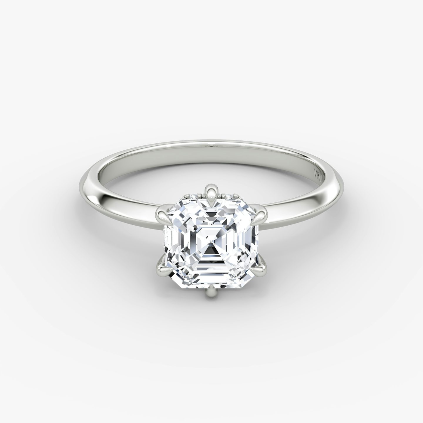 The Knife-Edge | Asscher | 18k | White Gold | bandAccent: Plain | hiddenHalo: yes | diamondOrientation: vertical | caratWeight: other