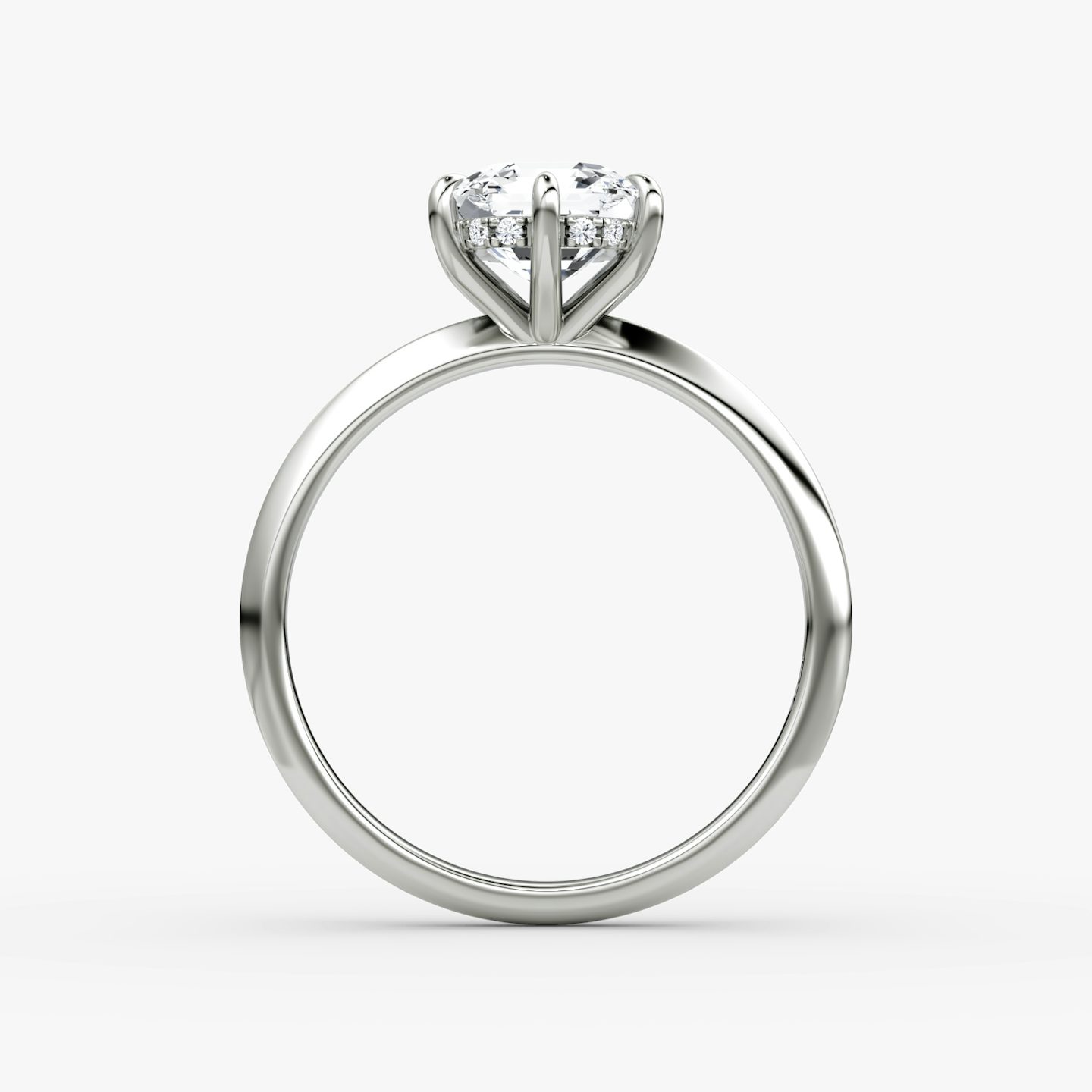 The Knife-Edge | Asscher | 18k | White Gold | bandAccent: Plain | hiddenHalo: yes | diamondOrientation: vertical | caratWeight: other