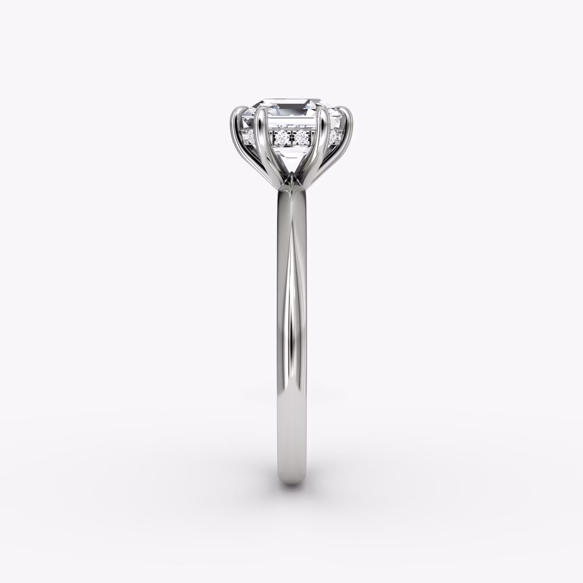 The Knife-Edge | Asscher | Platinum | bandAccent: Plain | hiddenHalo: yes | diamondOrientation: vertical | caratWeight: other