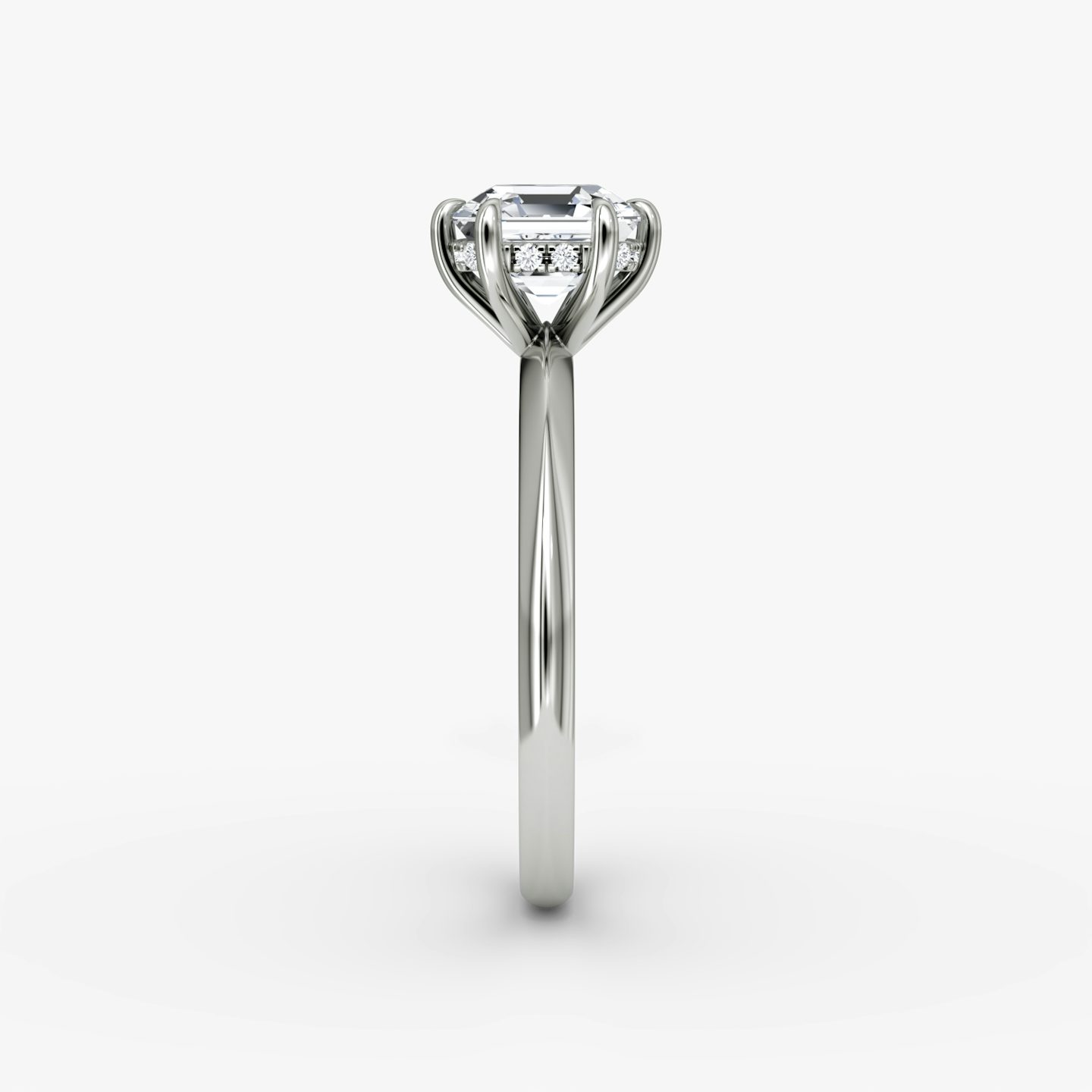 The Knife-Edge | Asscher | 18k | White Gold | bandAccent: Plain | hiddenHalo: yes | diamondOrientation: vertical | caratWeight: other