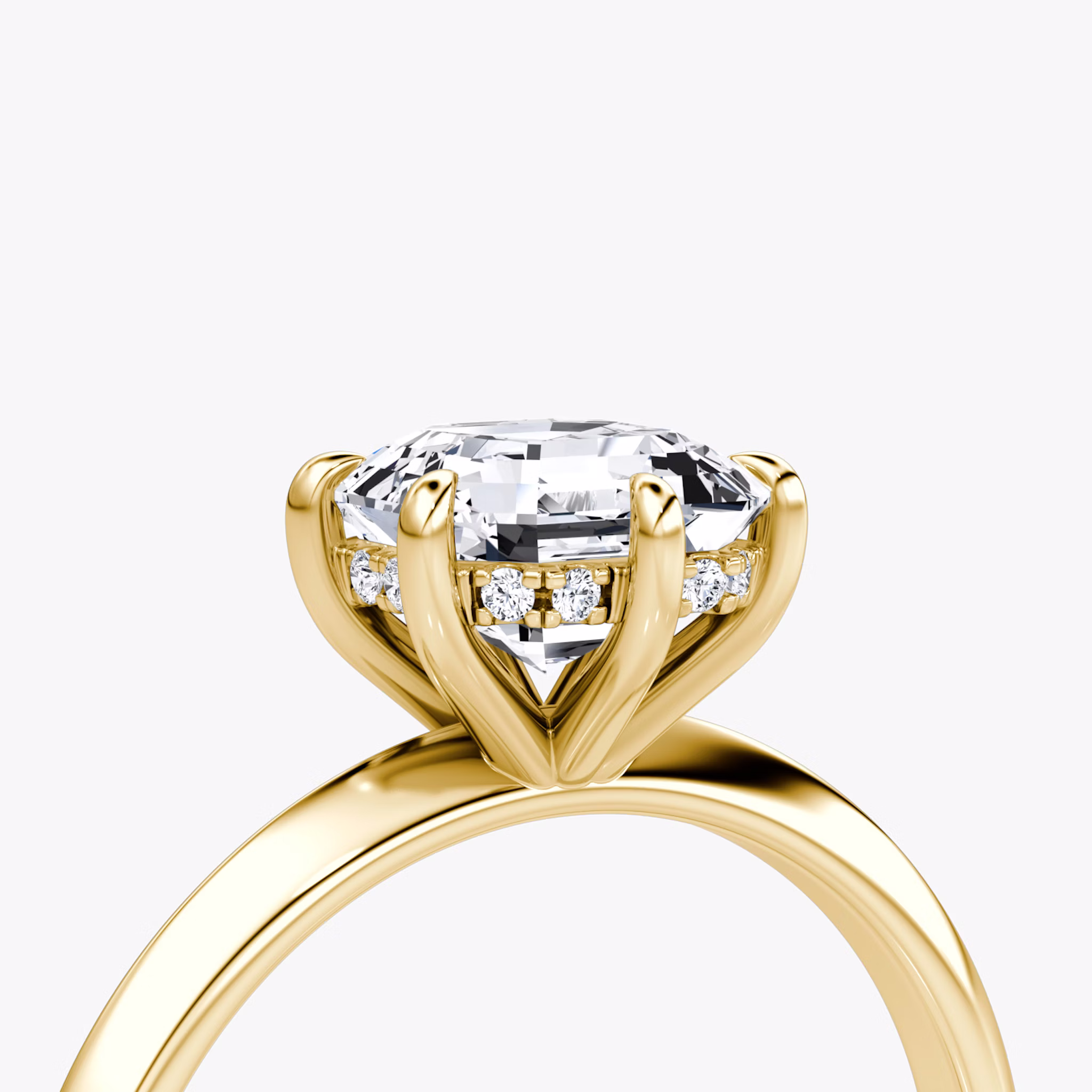 The Knife-Edge | Asscher | 18k | Yellow Gold | bandAccent: Plain | hiddenHalo: yes | diamondOrientation: vertical | caratWeight: other