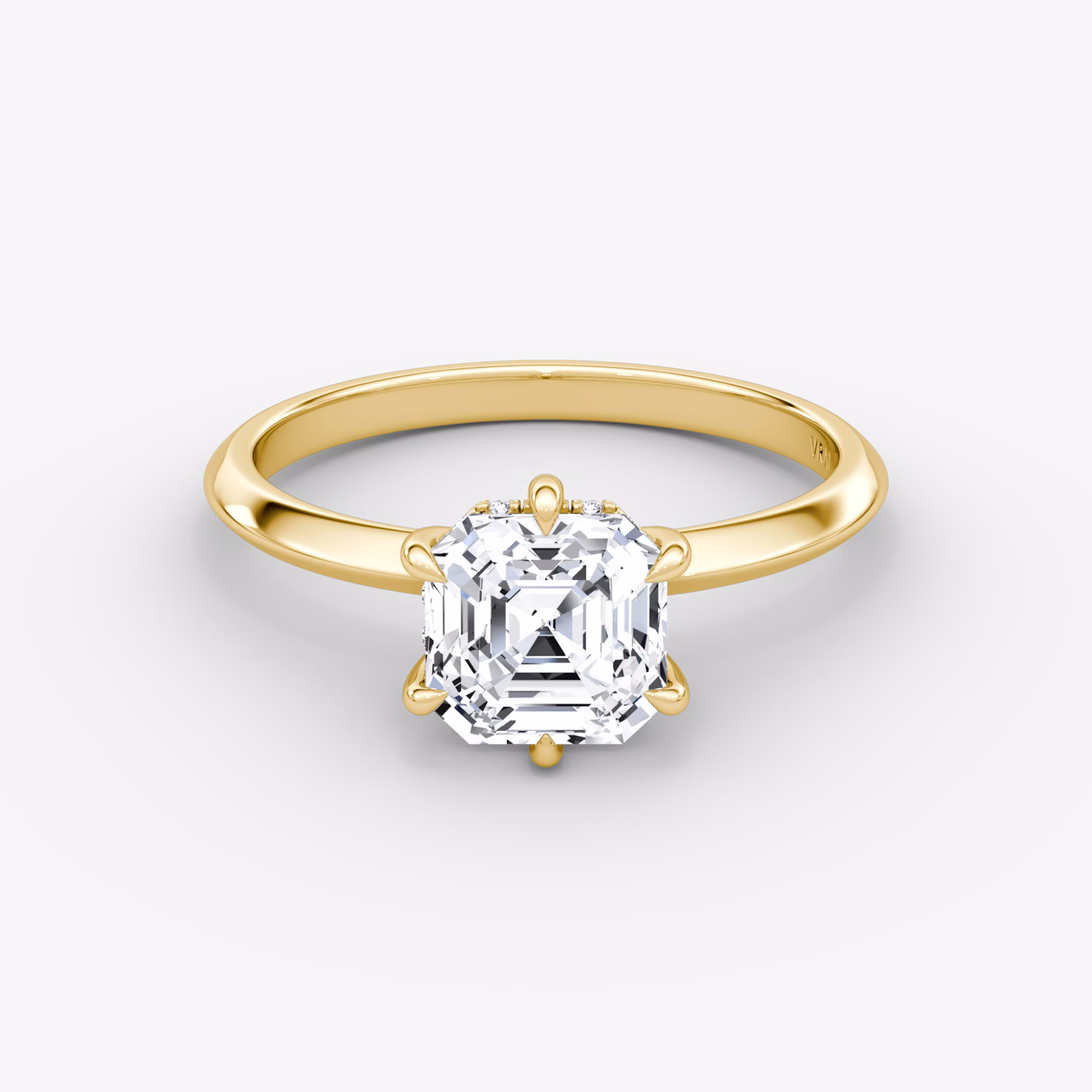 The Knife-Edge | Asscher | 18k | Yellow Gold | bandAccent: Plain | hiddenHalo: yes | diamondOrientation: vertical | caratWeight: other