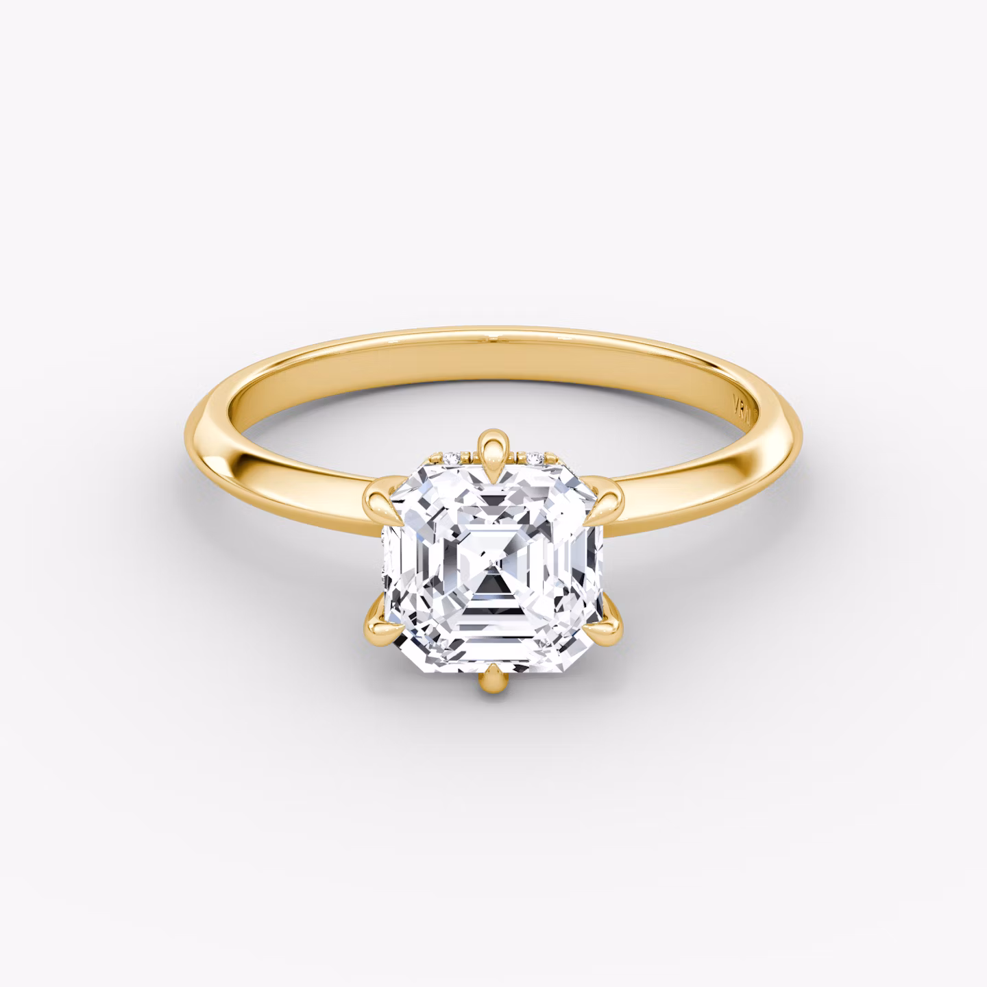 The Knife-Edge | Asscher | 18k | Yellow Gold | bandAccent: Plain | hiddenHalo: yes | diamondOrientation: vertical | caratWeight: other