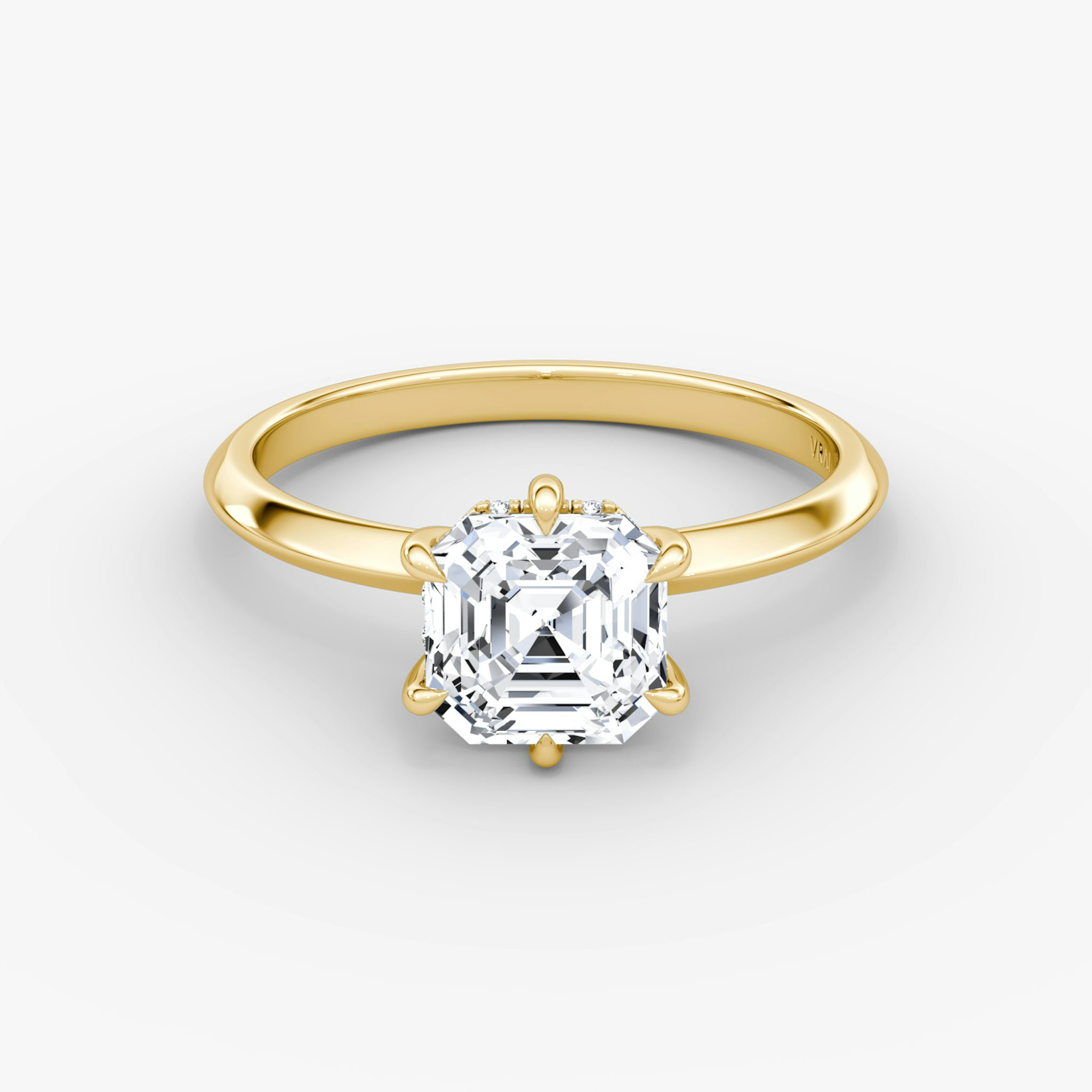 The Knife-Edge | Asscher | 18k | Yellow Gold | bandAccent: Plain | hiddenHalo: yes | diamondOrientation: vertical | caratWeight: other