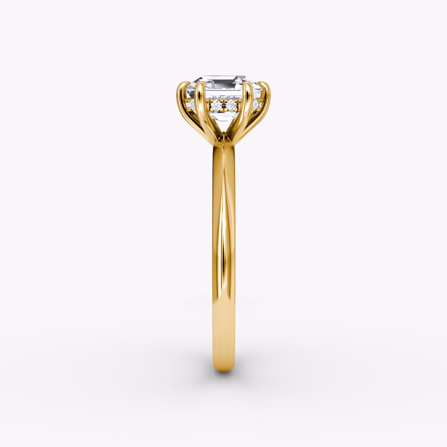 The Knife-Edge | Asscher | 18k | Yellow Gold | bandAccent: Plain | hiddenHalo: yes | diamondOrientation: vertical | caratWeight: other