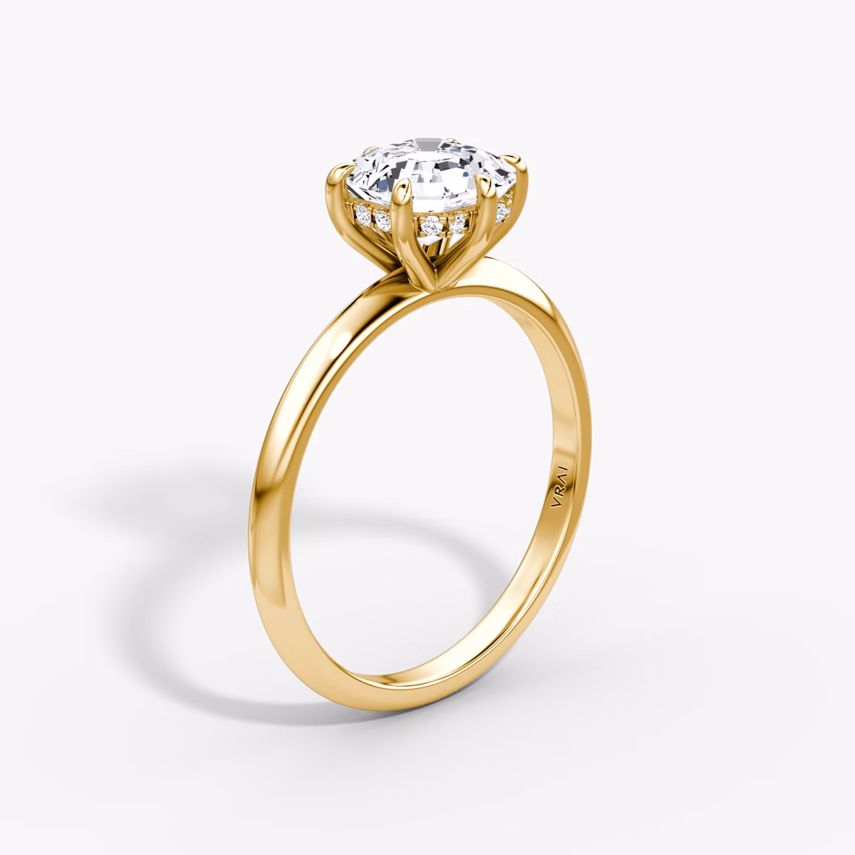 The Knife-Edge | Asscher | 18k | Yellow Gold | bandAccent: Plain | hiddenHalo: yes | diamondOrientation: vertical | caratWeight: other