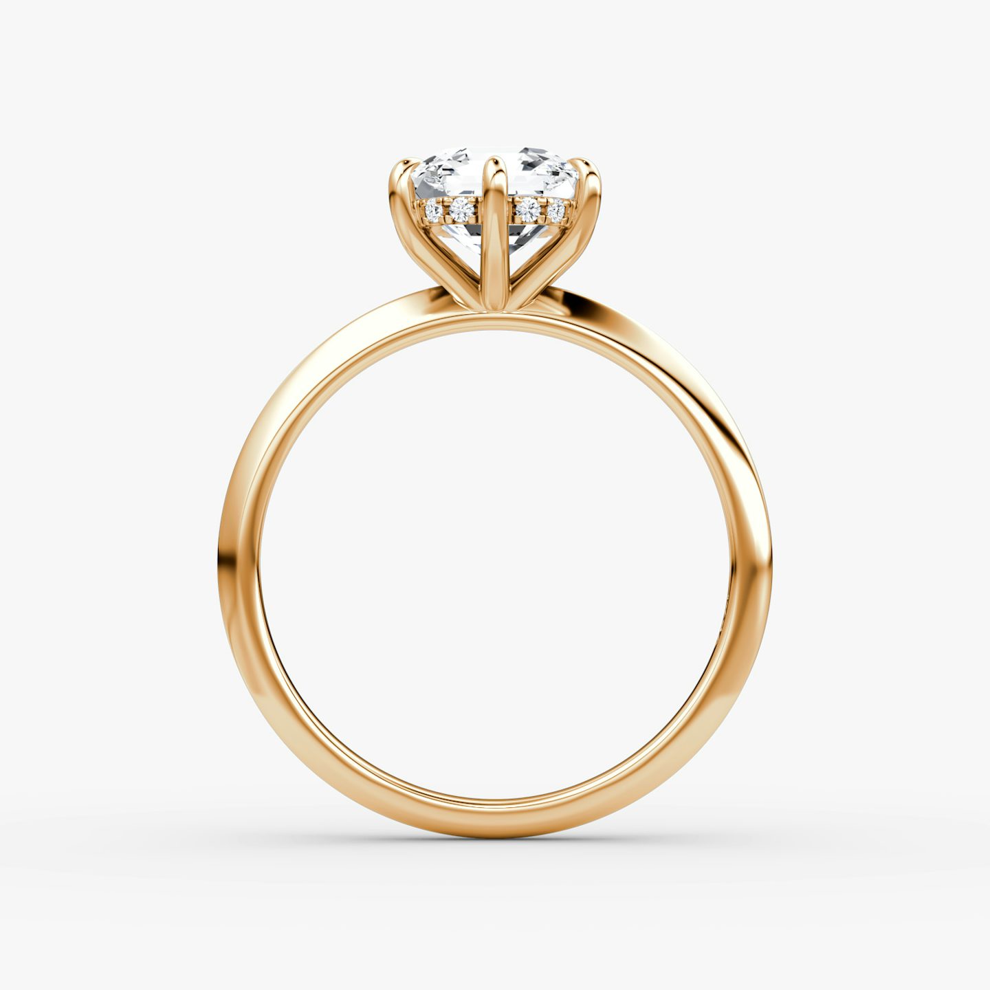 The Knife-Edge | Asscher | 14k | Rose Gold | bandAccent: Plain | hiddenHalo: yes | diamondOrientation: vertical | caratWeight: other