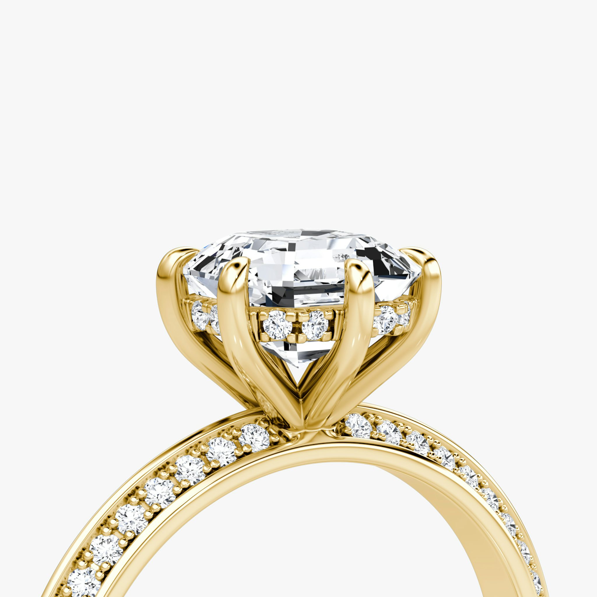 The Knife-Edge | Asscher | 18k | Yellow Gold | bandAccent: Pavé | hiddenHalo: yes | diamondOrientation: vertical | caratWeight: other
