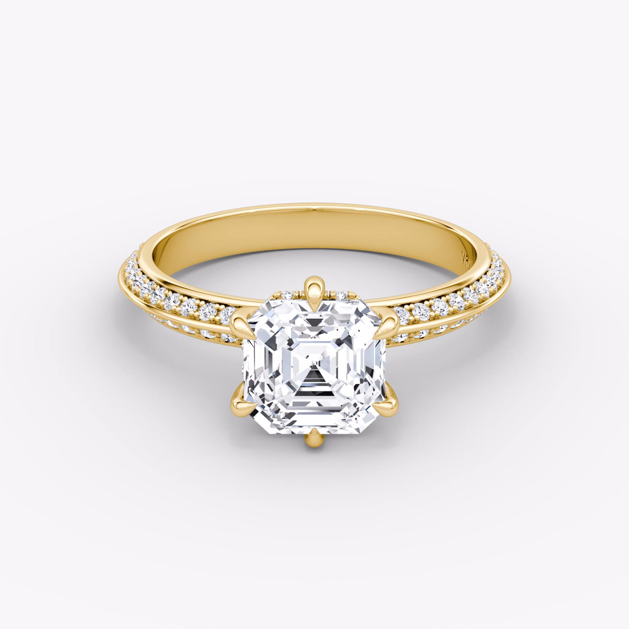 The Knife-Edge | Asscher | 18k | Yellow Gold | bandAccent: Pavé | hiddenHalo: yes | diamondOrientation: vertical | caratWeight: other