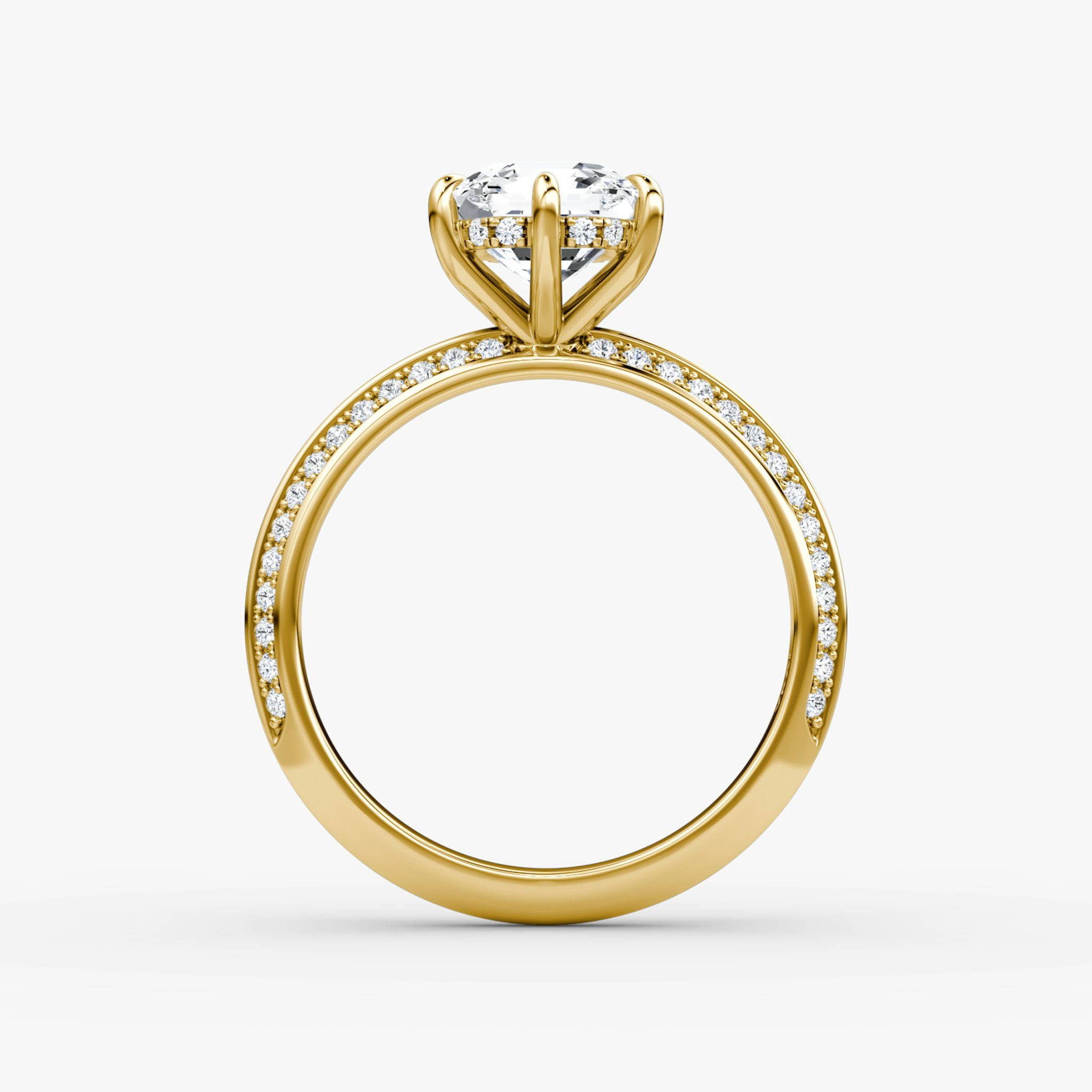The Knife-Edge | Asscher | 18k | Yellow Gold | bandAccent: Pavé | hiddenHalo: yes | diamondOrientation: vertical | caratWeight: other