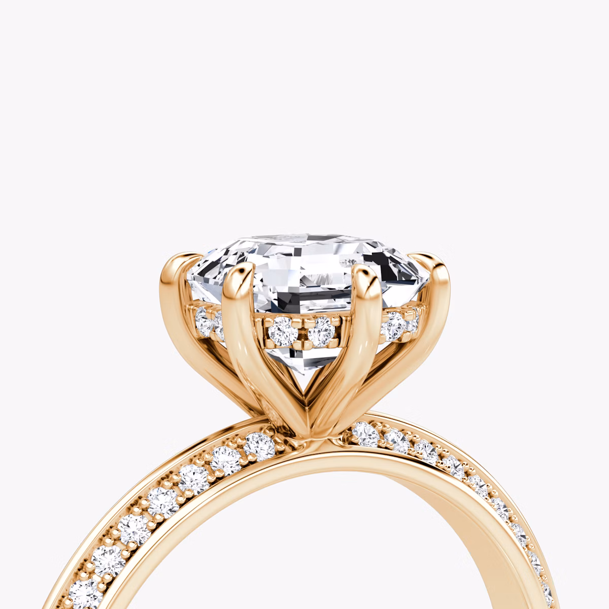 Knife-Edge | Asscher | 14k | Roségold | bandAccent: Mit Pavé-Besatz | hiddenHalo: yes | diamondOrientation: vertical | caratWeight: other