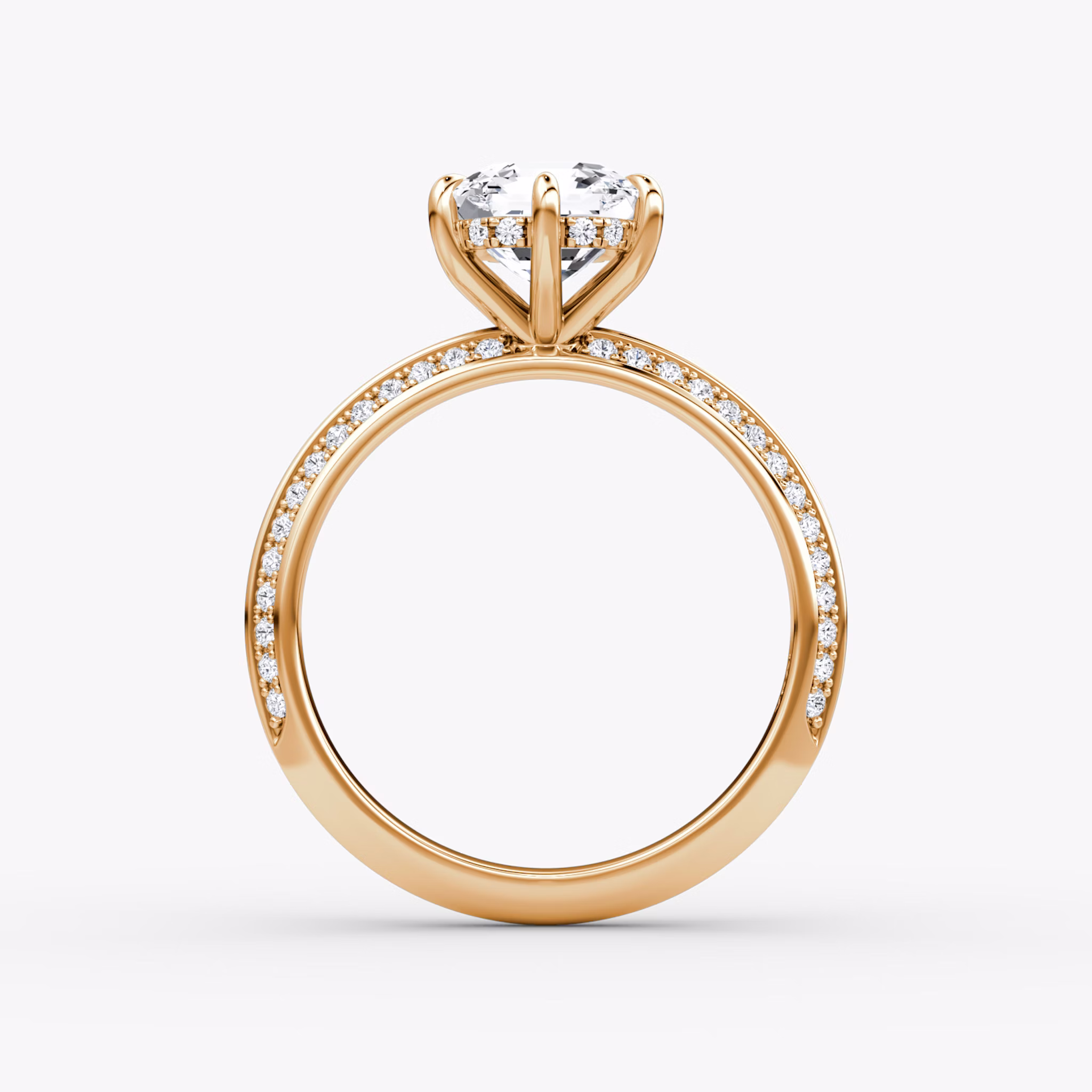 The Knife-Edge | Asscher | 14k | Rose Gold | bandAccent: Pavé | hiddenHalo: yes | diamondOrientation: vertical | caratWeight: other