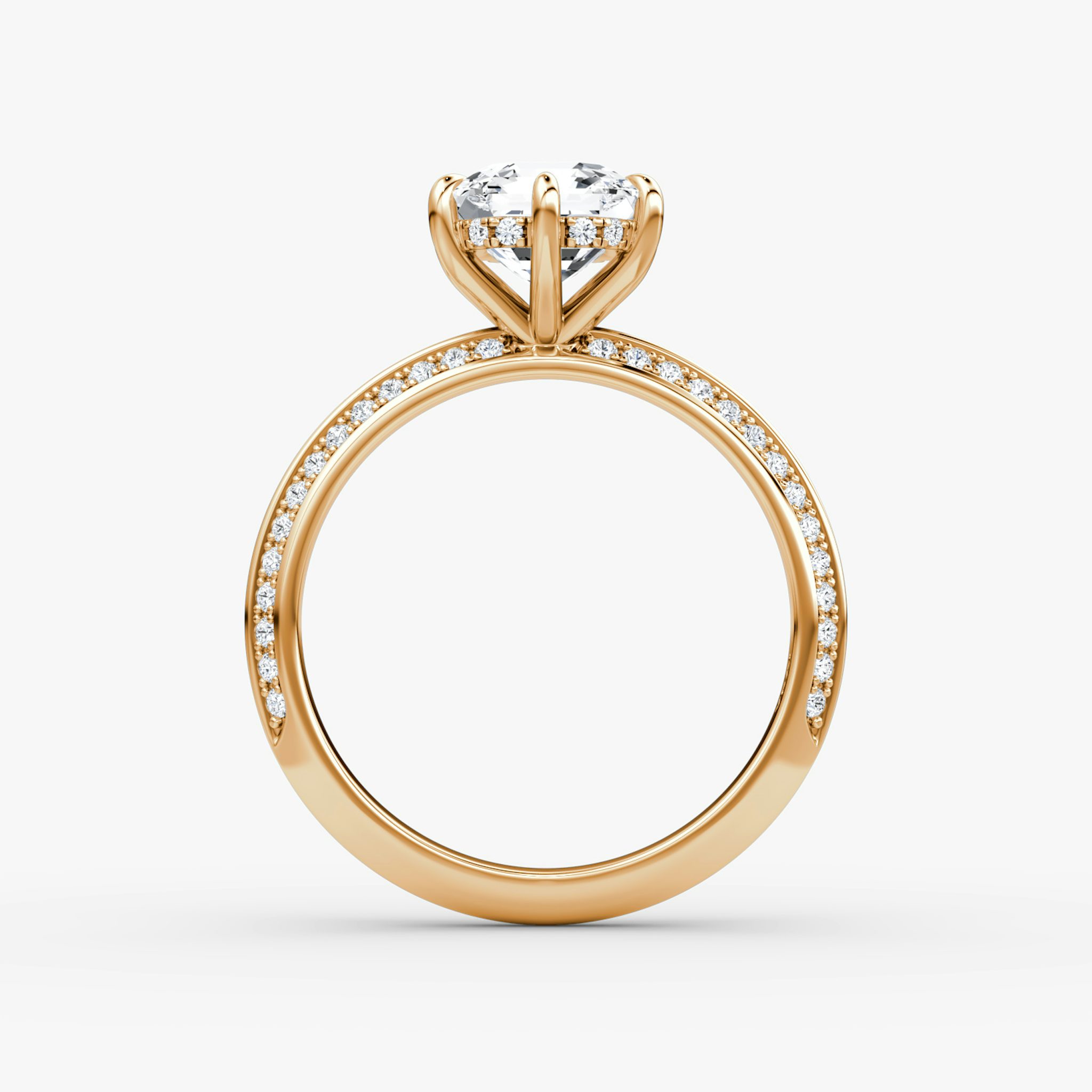 The Knife-Edge | Asscher | 14k | Rose Gold | bandAccent: Pavé | hiddenHalo: yes | diamondOrientation: vertical | caratWeight: other