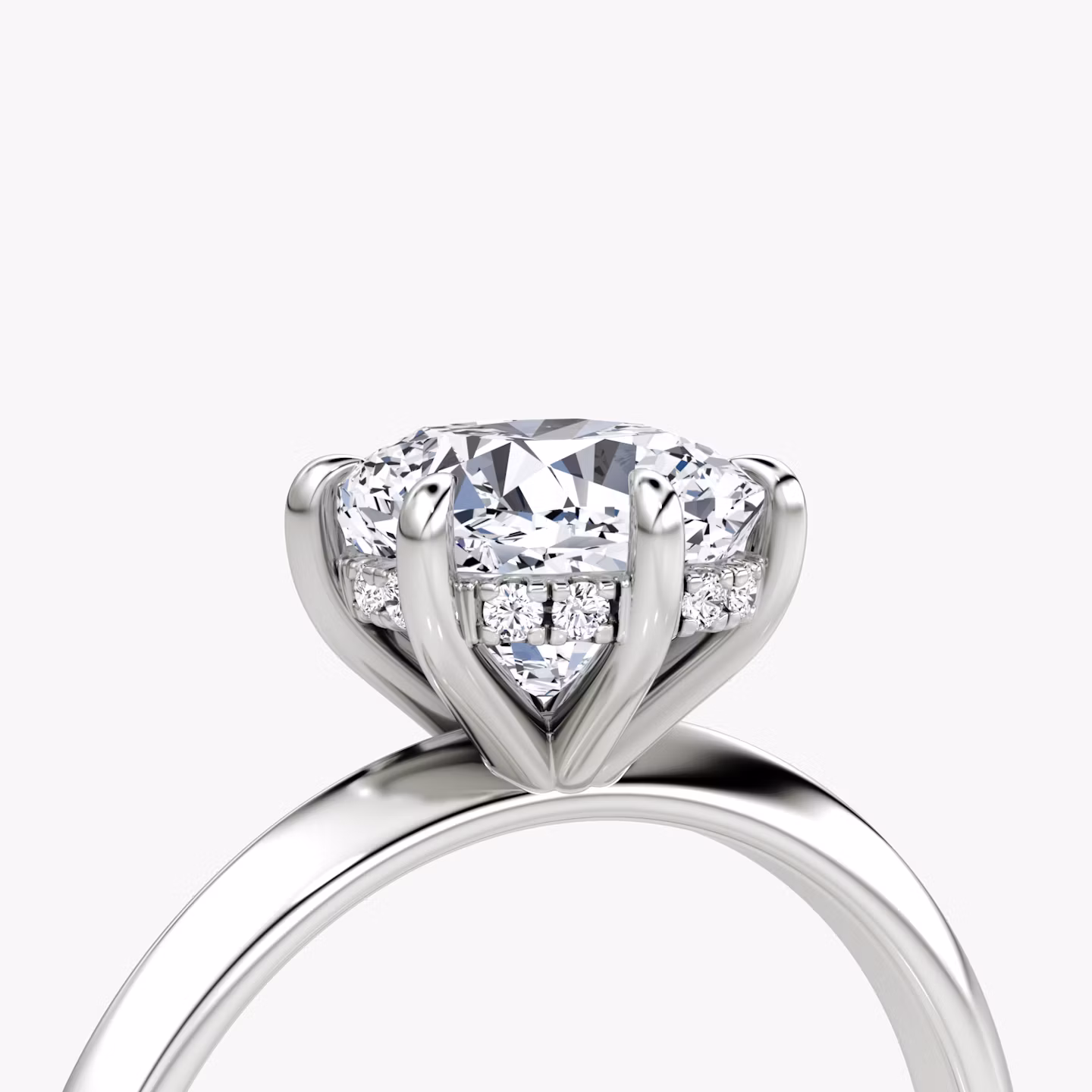 The Knife-Edge | Cushion | Platinum | bandAccent: Plain | hiddenHalo: yes | diamondOrientation: vertical | caratWeight: other